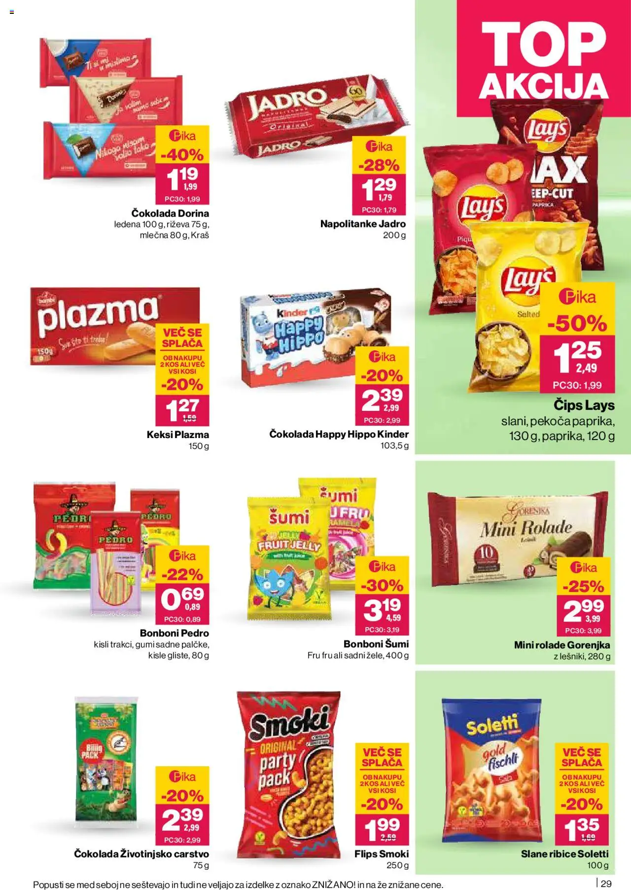 Novi Mercator katalog ponudbe – veljaven od 09.10.2025 | Stran: 29 | Izdelki: Napolitanke, Paprika, Kos, Flips
