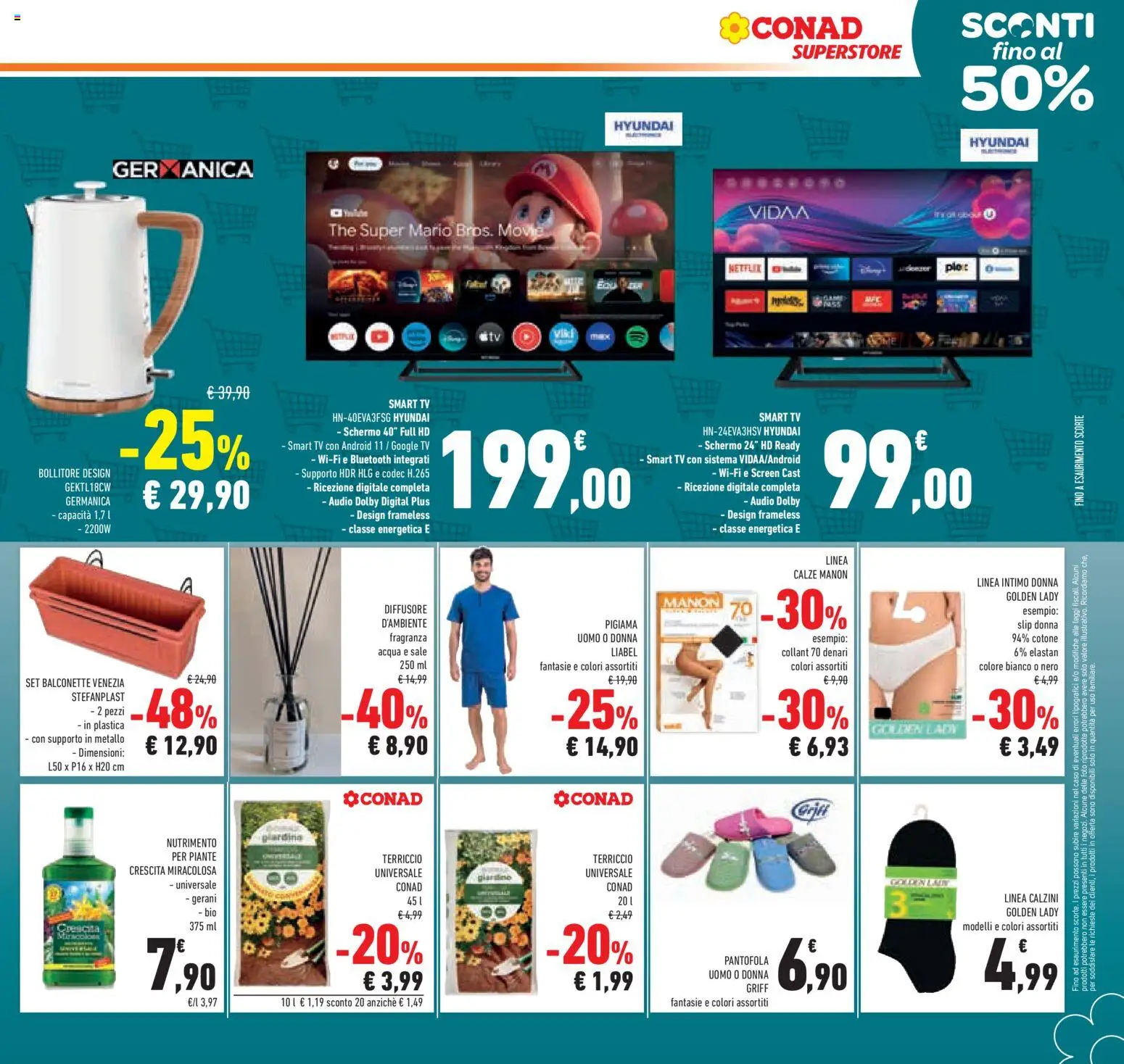 Volantino Conad del 11.03.2026 | Pagina: 33 | Prodotti: smart TV, Pigiama, Acqua, Collant