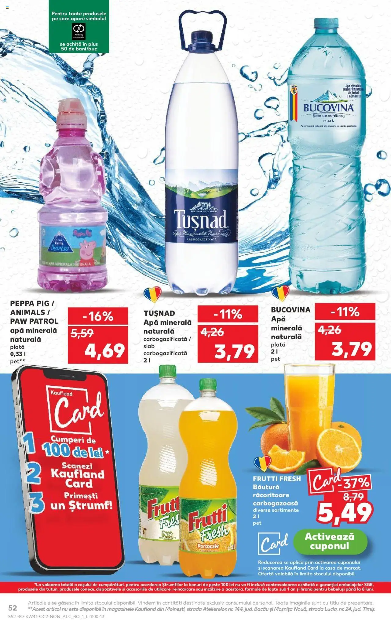 Noul catalog Kaufland – valabil de la 08.10.2025 | Pagină: 52 | Produse: Yazı tahtası kalemi, Lapte, Pește, Apă