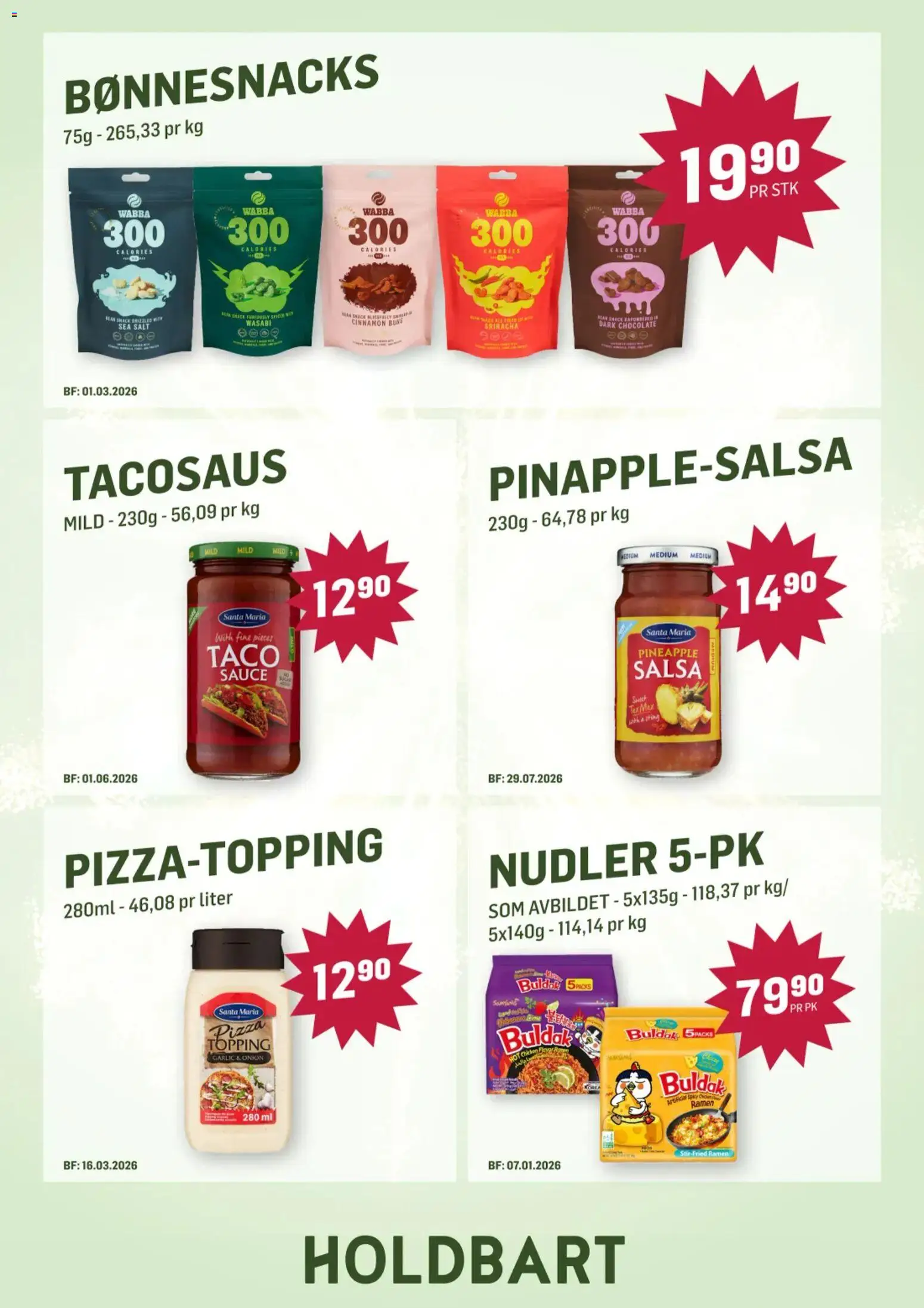 {H1} | Side: 5 | Produkter: Pizza, Nudler, Склянка, Taco