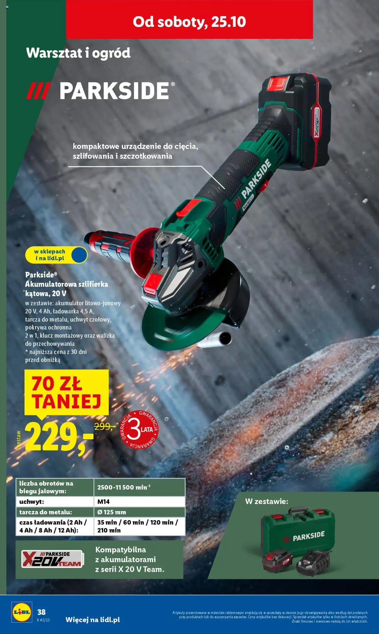 Lidl Katalog od 20.10.2025 | Strona: 42 | Produkty: Ładowarka, Walizka, Szlifierka