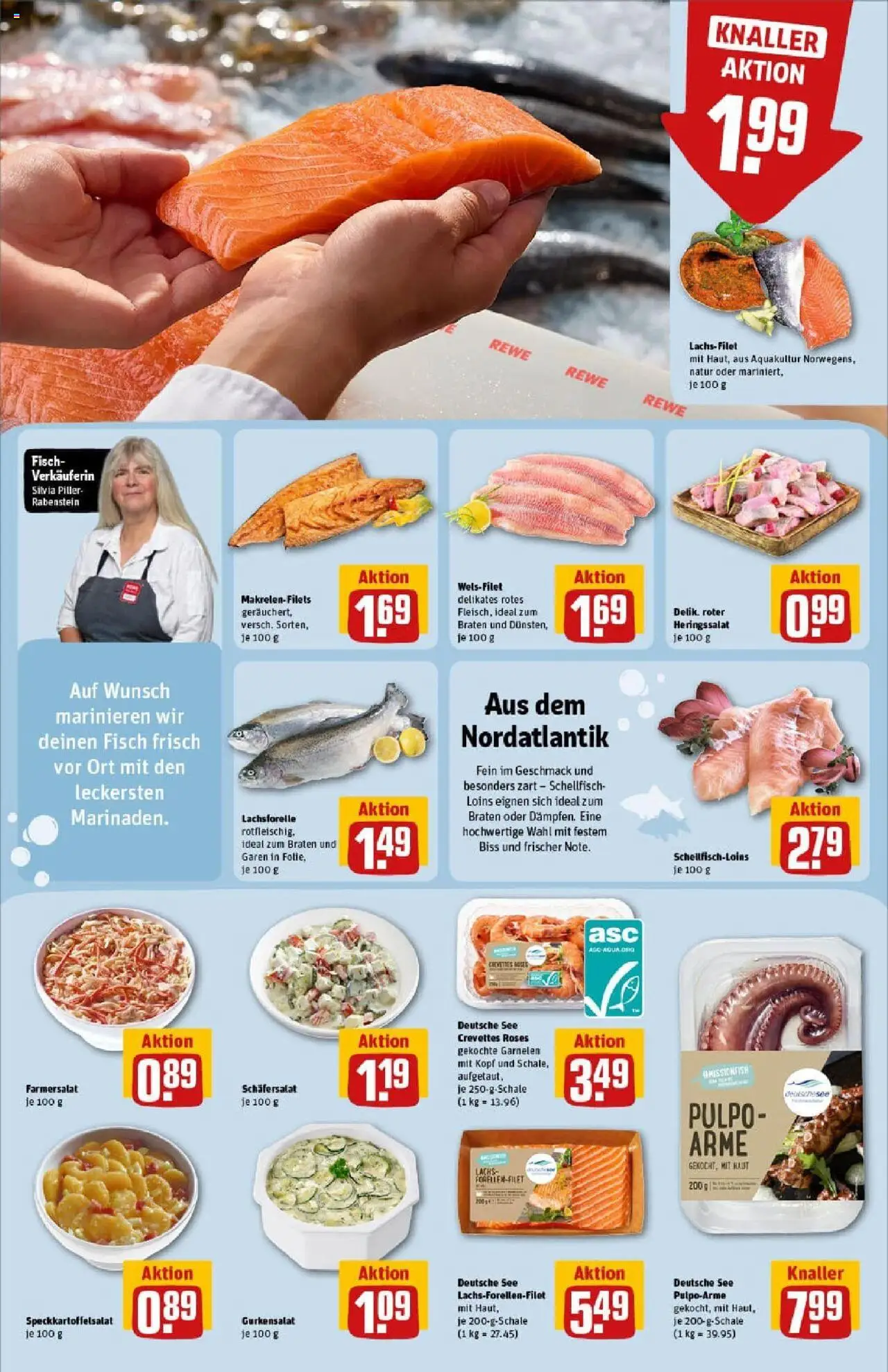 Rewe prospekt Butzbach	 - gültig ab dem 27.07.2025 | Seite: 14 | Produkte: Garnelen, Fisch, Lachs, Salat