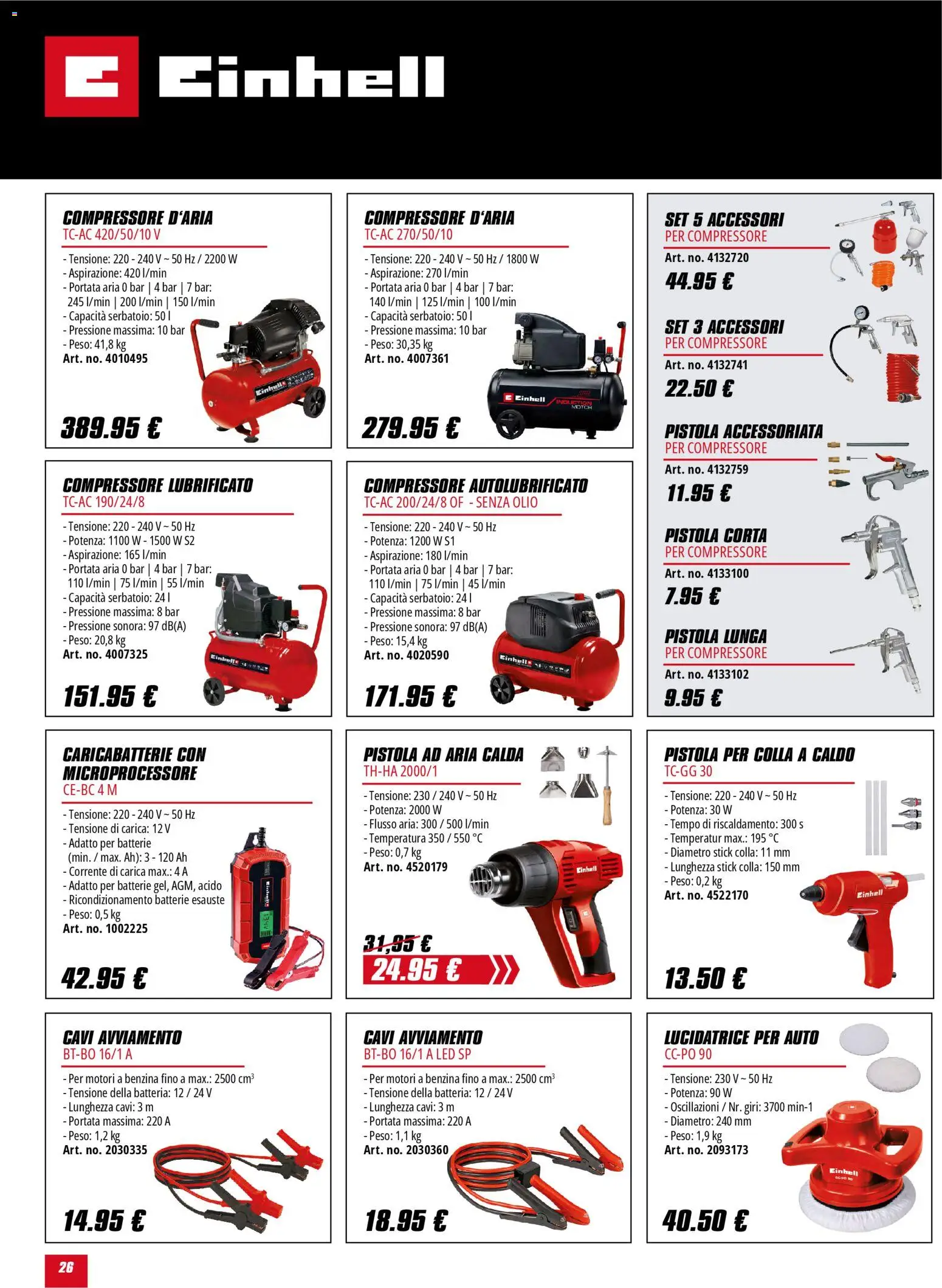 Volantino Einhell del 02.02.2026 | Pagina: 26 | Prodotti: Compressore, Olio, Batteria, Batterie