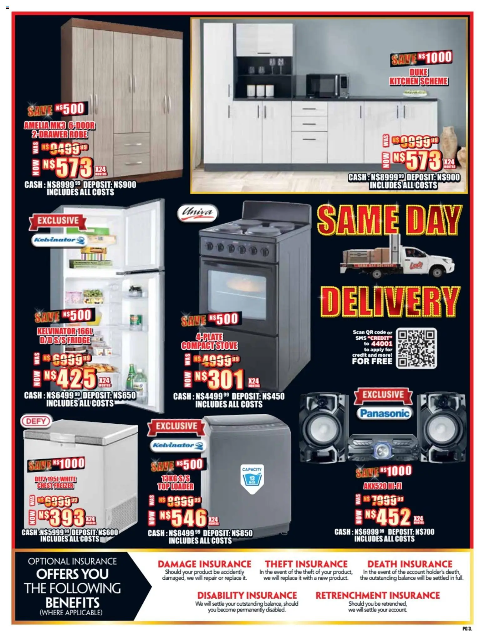 New Lewis Stores catalogue – valid from 23.02.2026 | Page: 3 | Products: Freezer, Stove, Fridge, Chest freezer