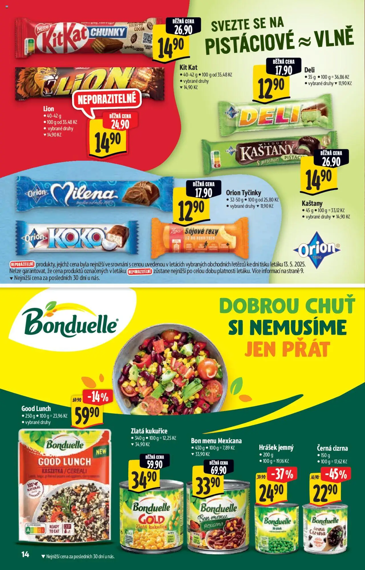 Albert katalog - Hypermarket od 21.05.2025 | Strana: 14 | Produkty: Tyčinky, Cizrna, Hrášek, Lunch