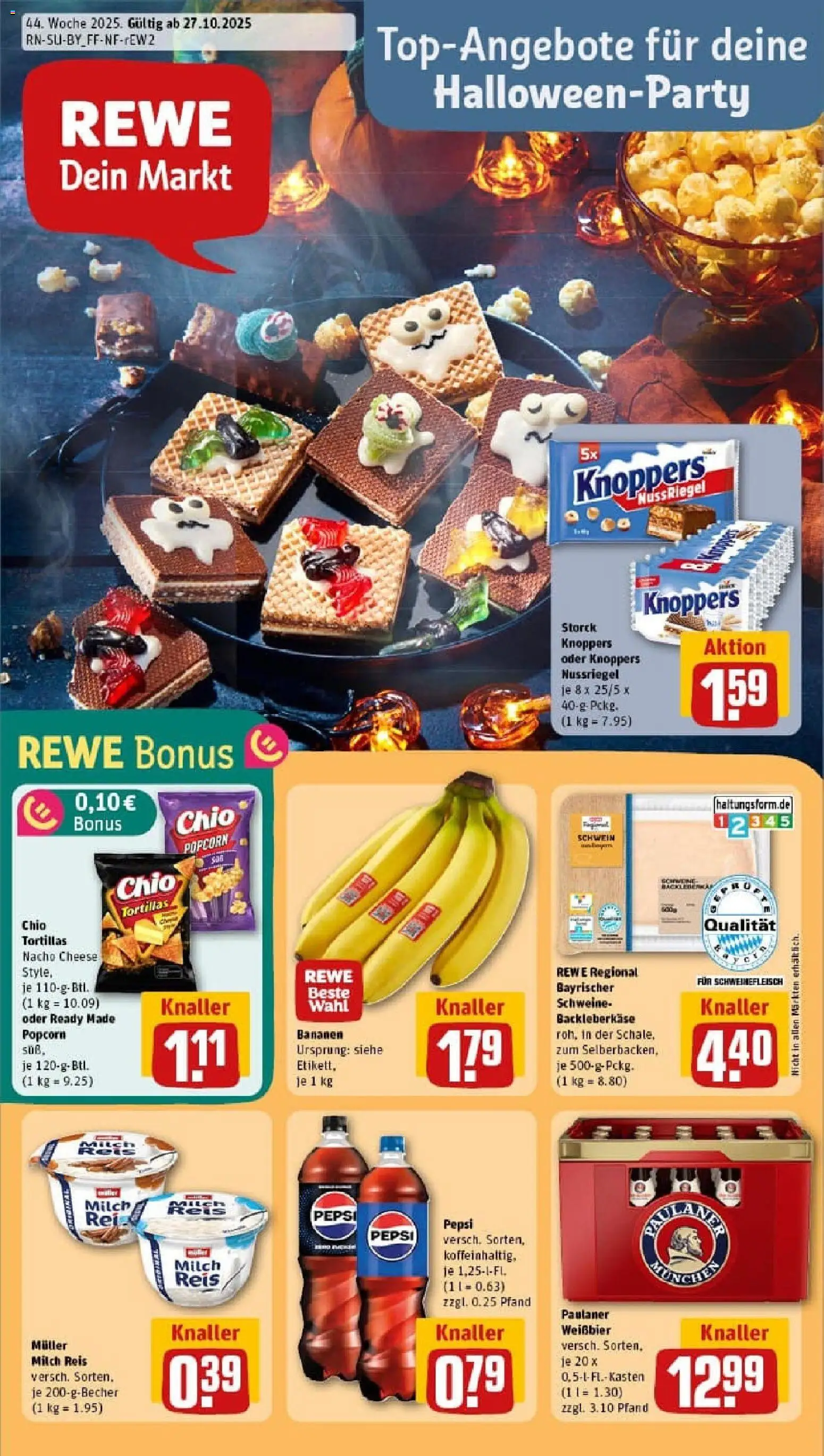 Rewe prospekt Friedberg	 – gültig ab 26.10.2025 | Seite: 1 | Produkte: Bananen, Knoppers, Pepsi, Chio tortillas