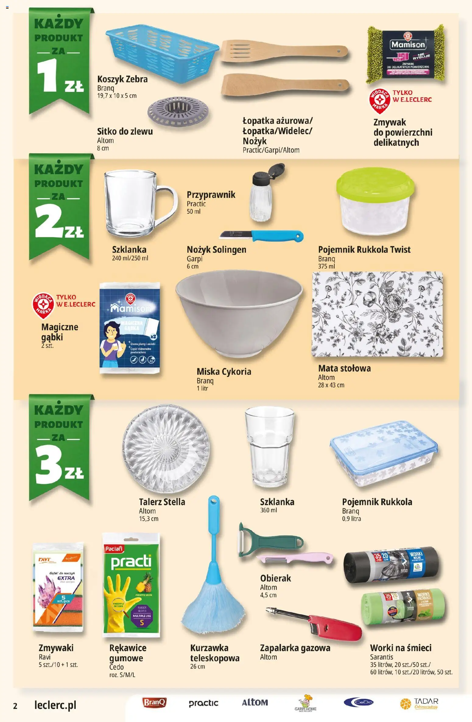 E.Leclerc gazetka - Kłodzko od 08.04.2026 | Strona: 2 | Produkty: Szklanka, Nożyk, Magiczna gąbka, Gąbka
