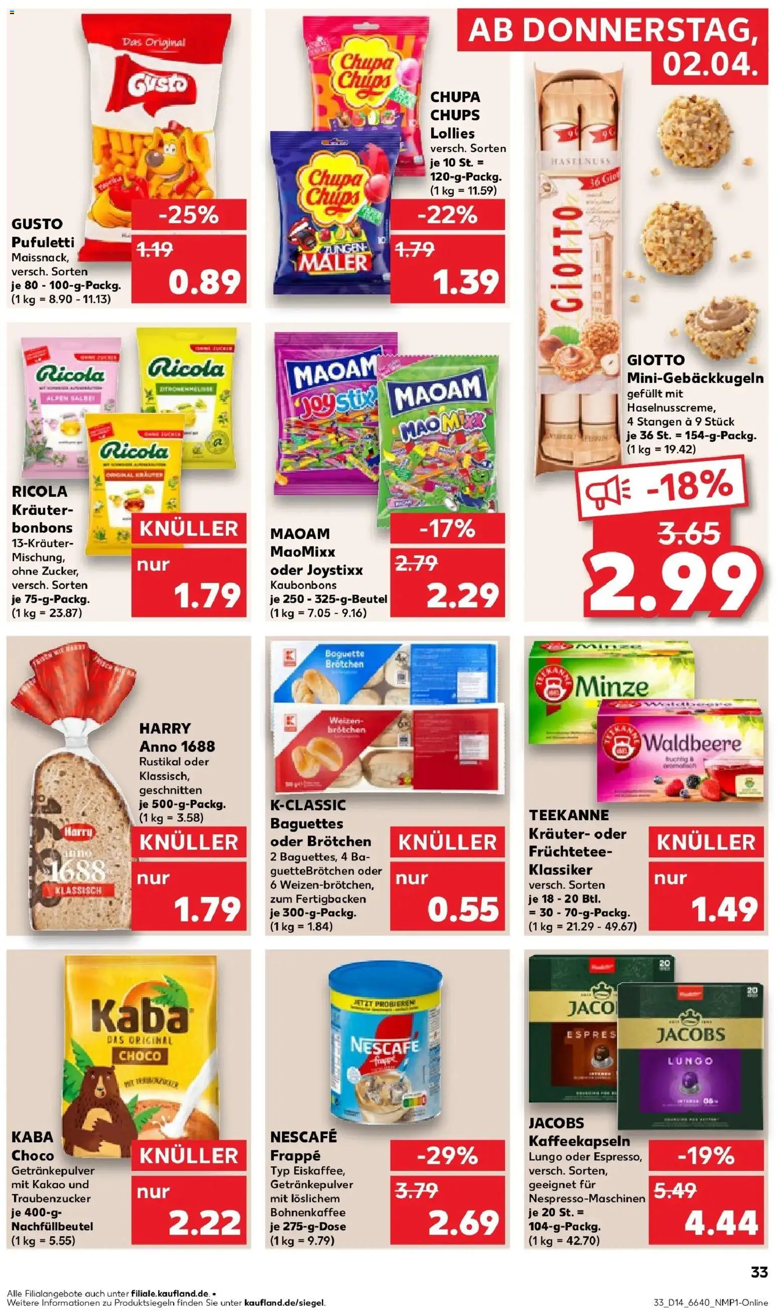 Kaufland Prospekt Überlingen	 – gültig ab 02.04.2026 | Seite: 33 | Produkte: Nescafe, Baguette, Teekanne