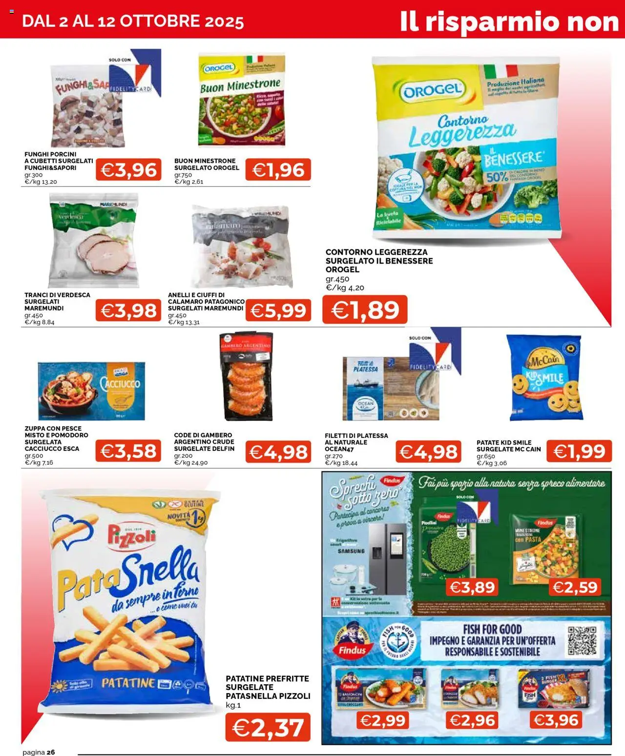 Volantino Mercatò del 02.10.2025 | Pagina: 26 | Prodotti: Minestrone, Pesce, Patatine, Pomodoro