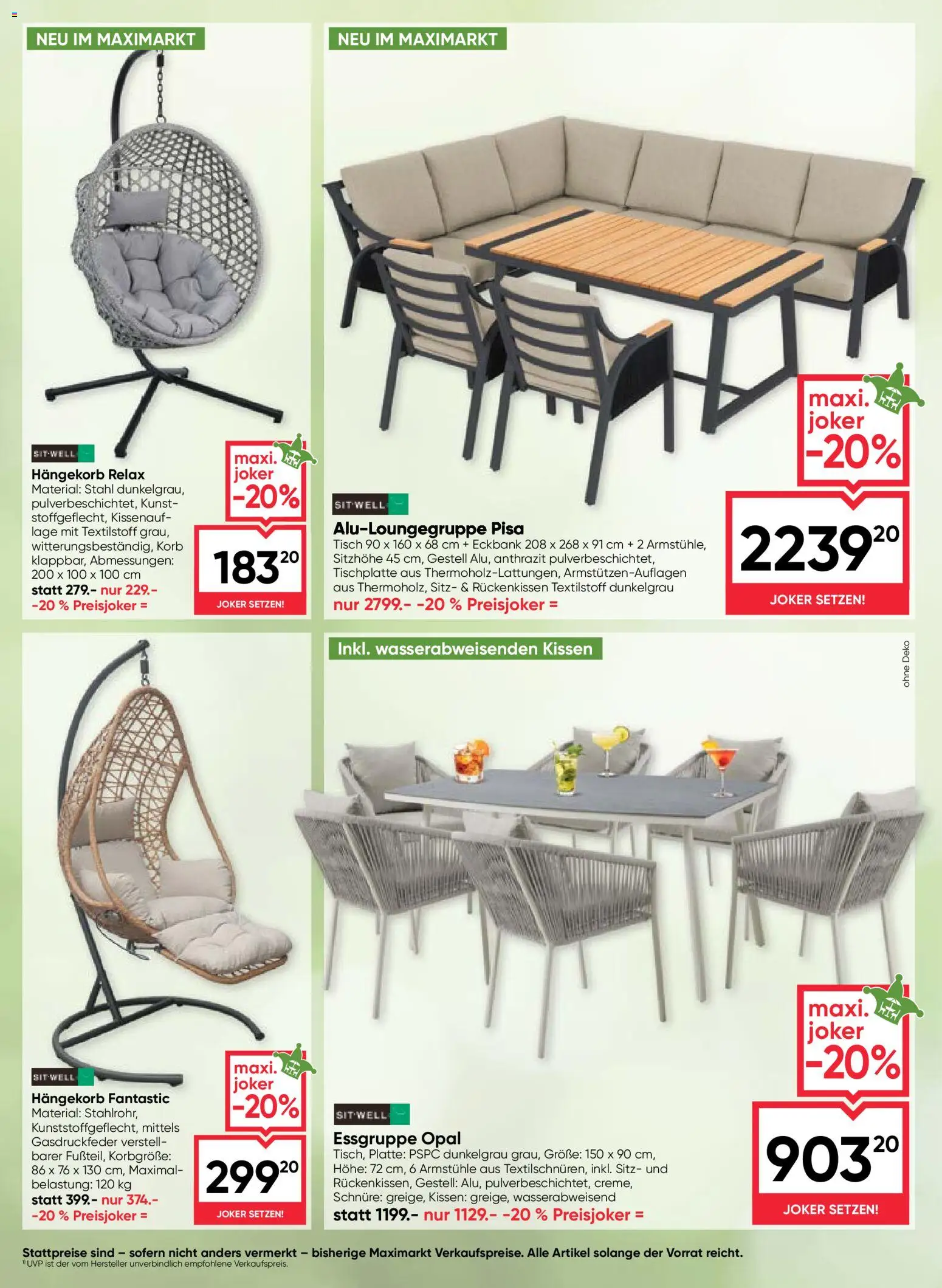 Maximarkt Outdoor Träume gültig ab 23.03.2026 | Seite: 6 | Produkte: Kissen, Tisch, Korb