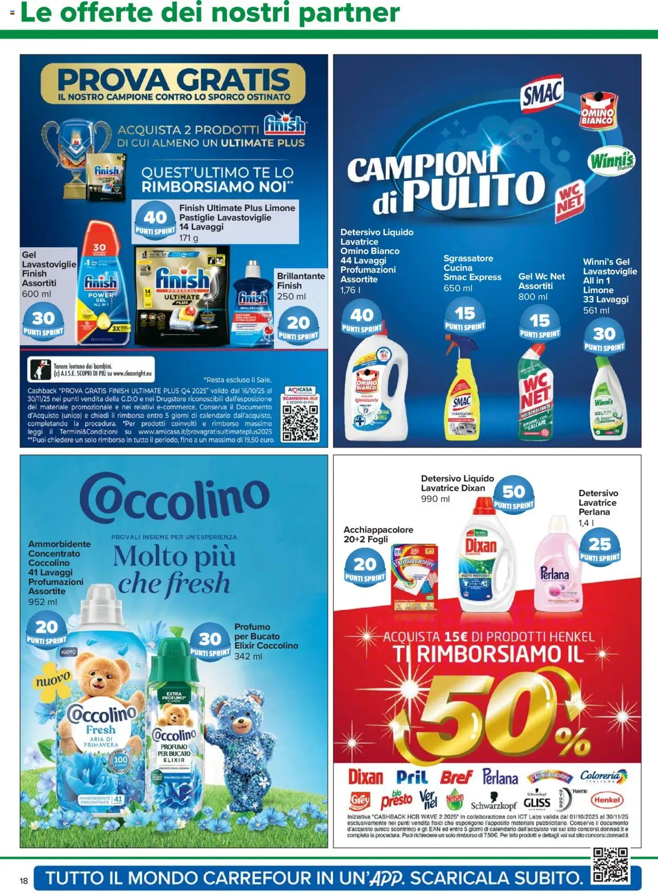 Volantino Carrefour del 24.10.2025 | Pagina: 18 | Prodotti: Tè, Sgrassatore, Lavatrice, Profumo