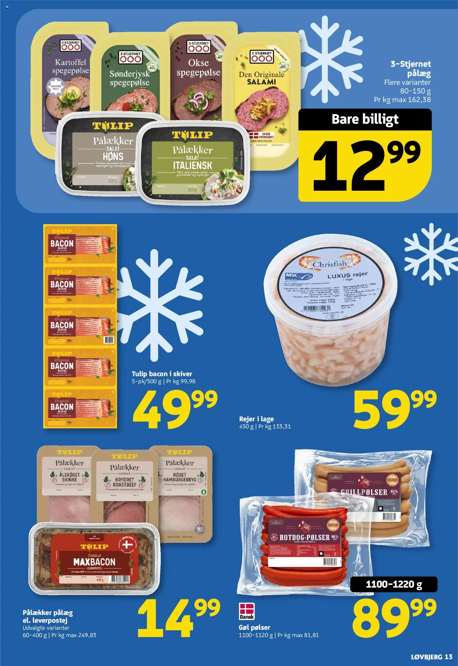 Løvbjerg tilbudsavis – gyldig fra 23.01.2026 | Side: 13 | Produkter: Champignon, Pølser, Aparelho de barbear, Bacon