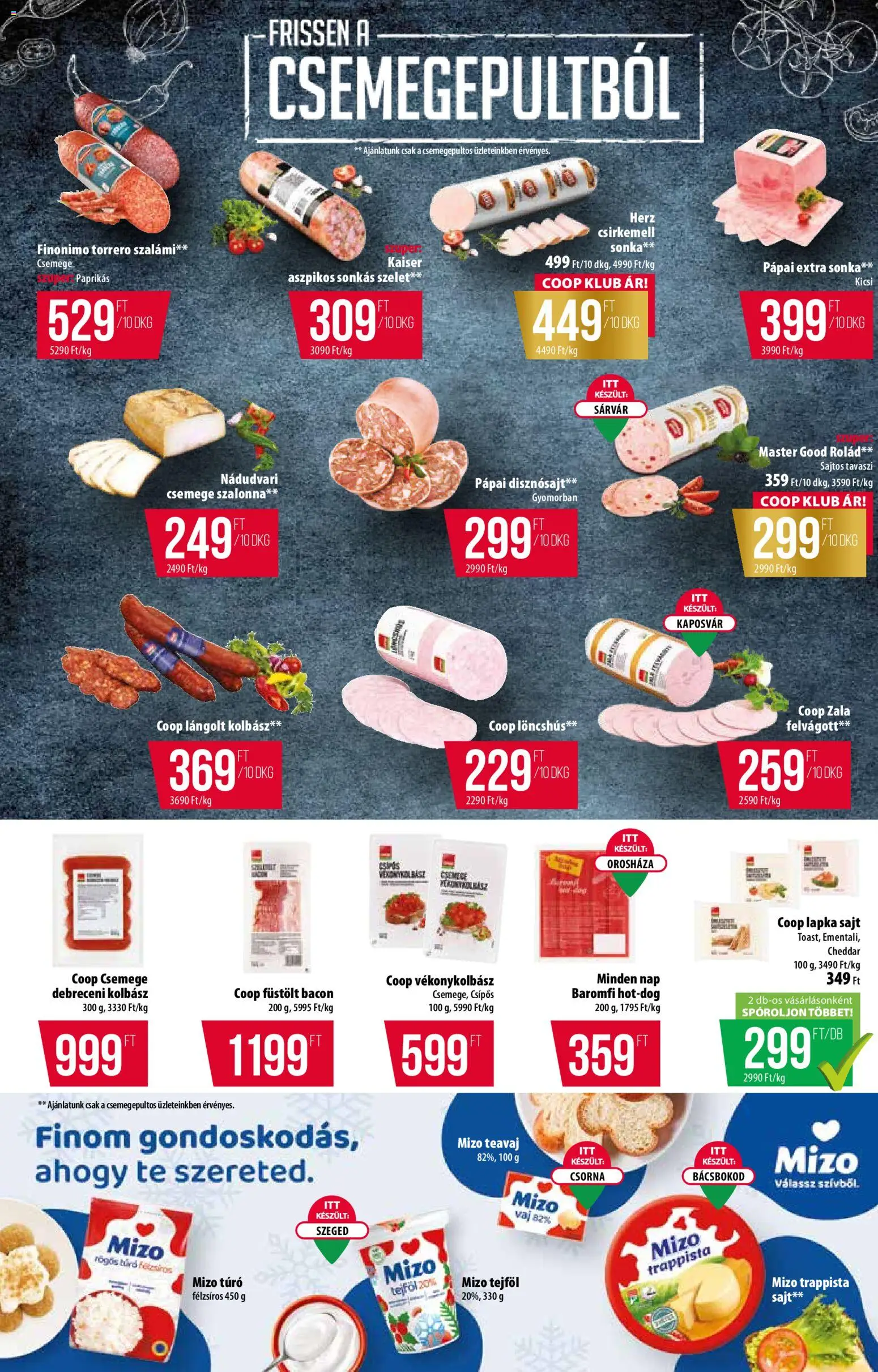 COOP akciós ujság - amely érvényes a következő dátumtól: 08.01.2026 | Oldal: 2 | Termékek: Löncshús, Bacon, Teavaj, Csirkemell