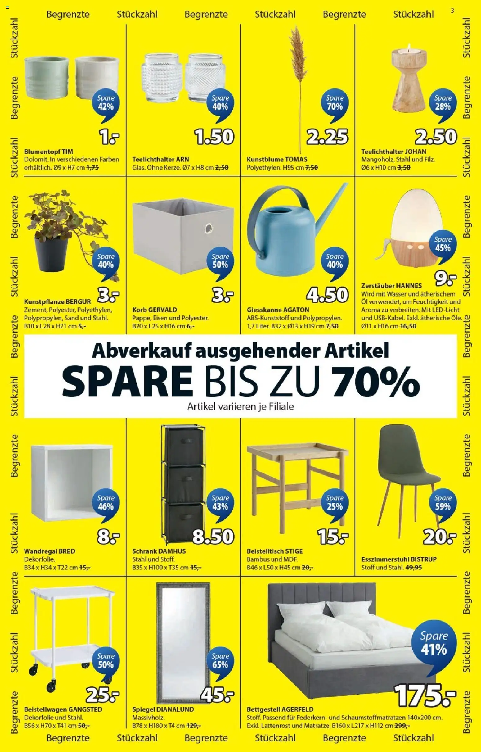 JYSK Aktionen – gültig ab 09.12.2025 | Seite: 3 | Produkte: Lattenrost, Wasser, Beistelltisch, Wandregal