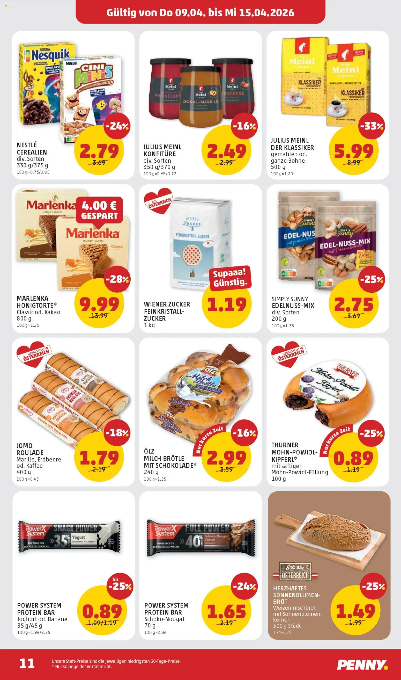 Penny Markt - Flugblatt gültig ab 09.04.2026 | Seite: 11 | Produkte: Zucker, Milch, Joghurt, Kaffee