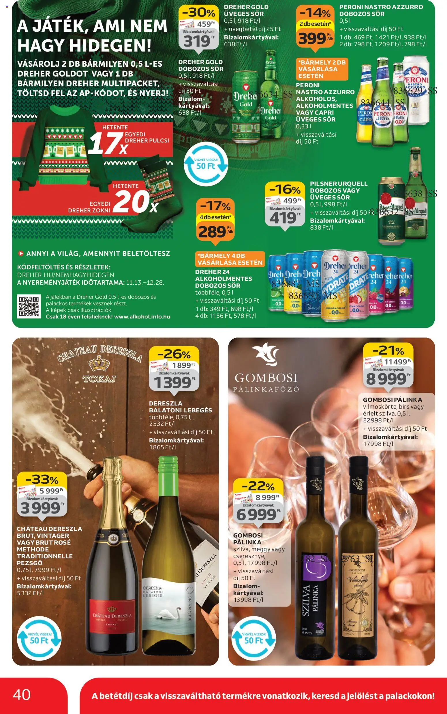 Auchan akciós ujság - amely érvényes a következő dátumtól: 18.12.2025 | Oldal: 40 | Termékek: Pilsner urquell, Meggy, Szilva, Zokni