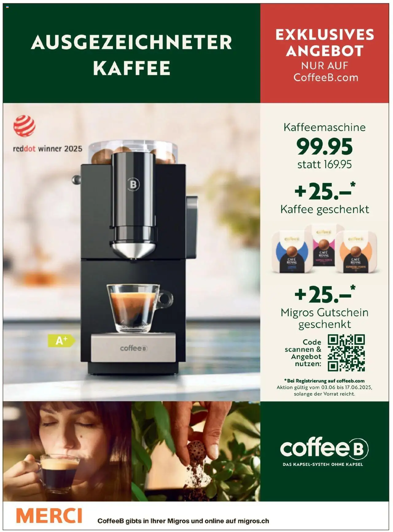 Migros Magazin ab 03.06.2025 | Seite: 4 | Produkte: Kaffee, Kaffeemaschine