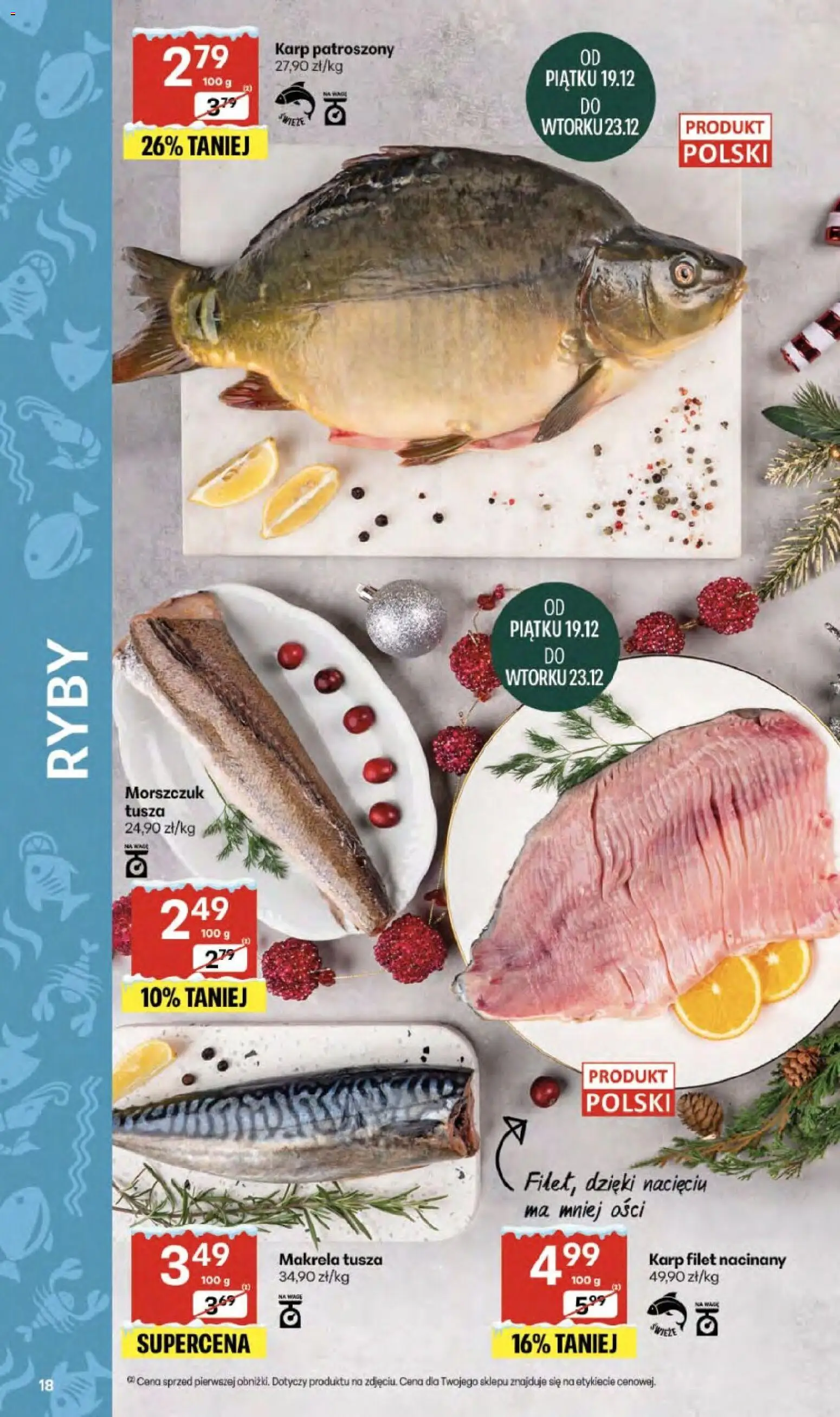 Delikatesy Centrum Gazetka od 18.12.2025 | Strona: 18 | Produkty: Karp, Makrela, Morszczuk, Ryby