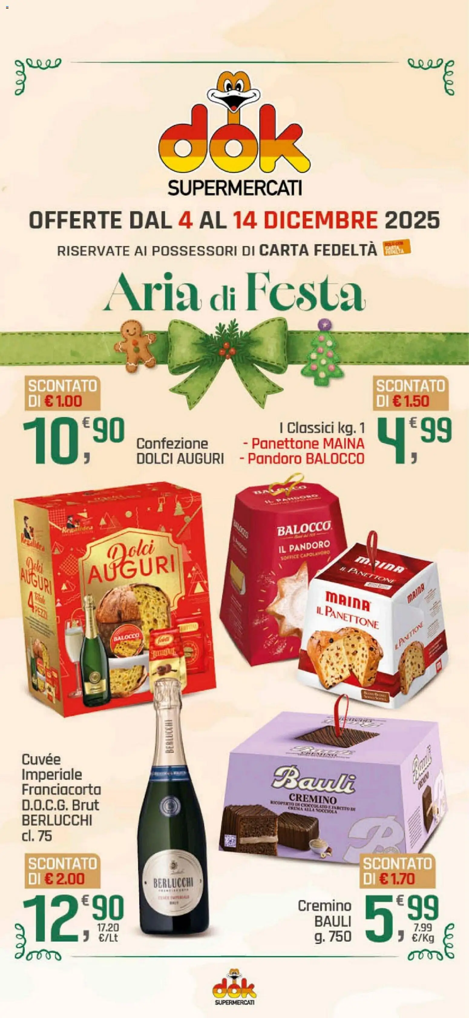 Volantino DOK del 04.12.2025 | Pagina: 1 | Prodotti: Crema, Cioccolato, Pandoro, Panettone