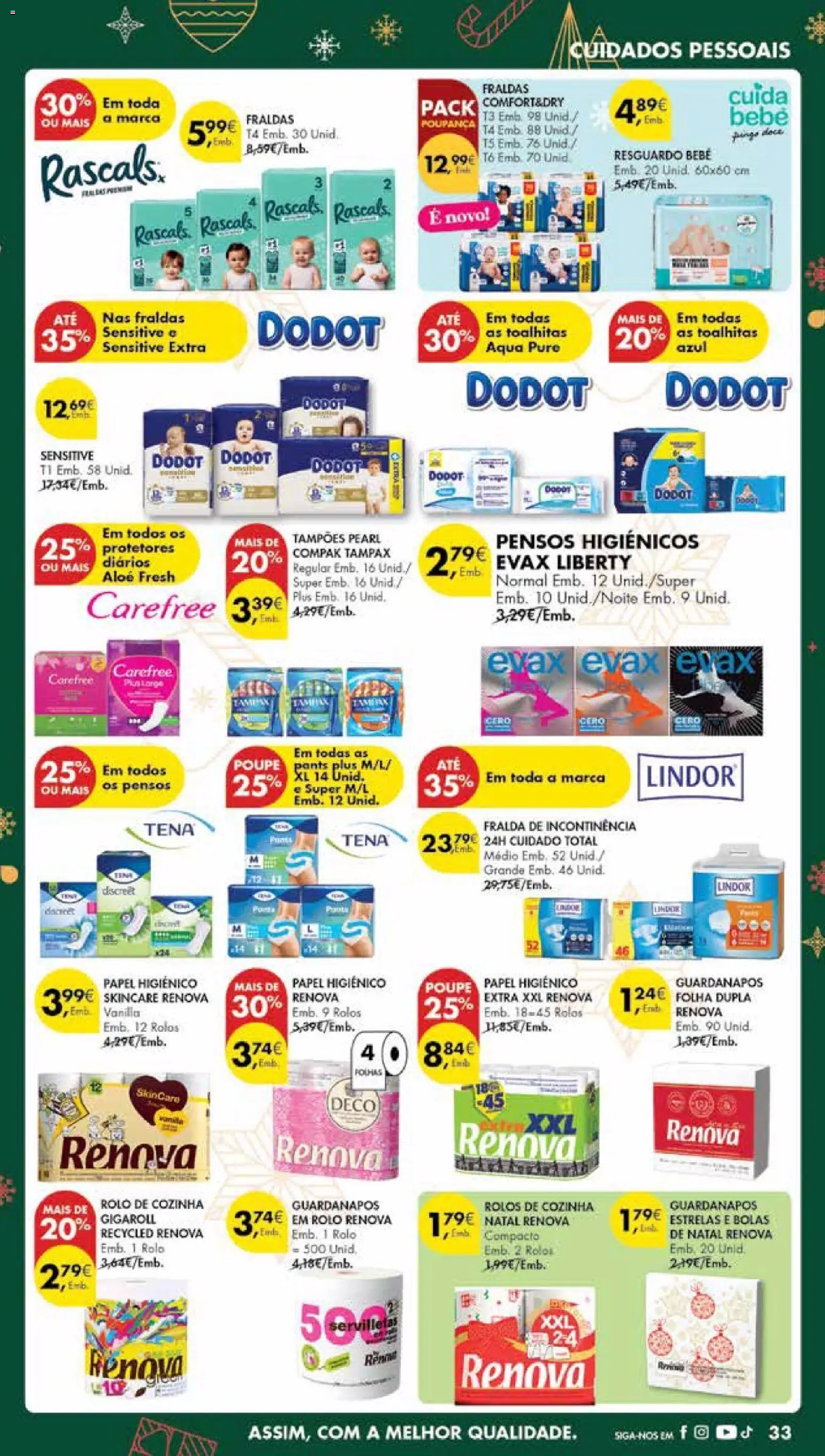 Pingo Doce Poupe Esta Semana Madeira │ válido de 16.12.2025 | Página: 33 | Produtos: Papel higiénico, Pensos higiénicos, Fraldas, Guardanapos