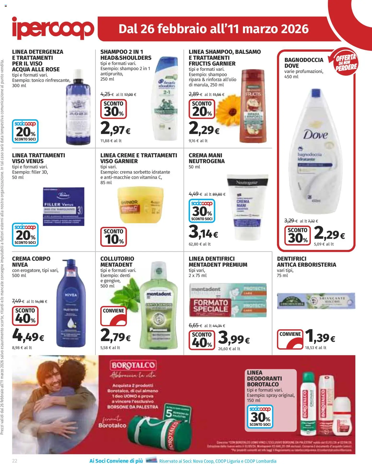 Volantino Ipercoop del 26.02.2026 | Pagina: 22 | Prodotti: Crema, Collutorio, Acqua, Data