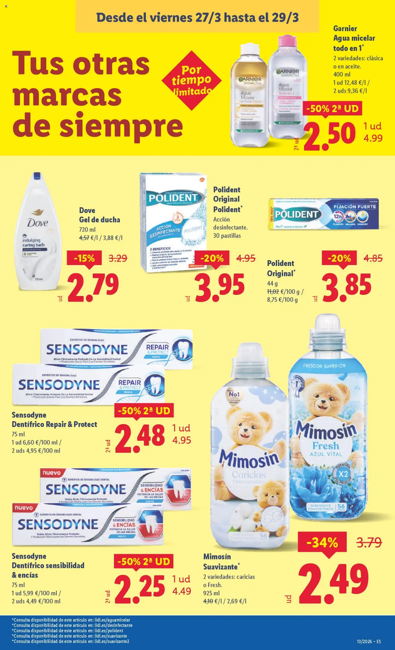Lidl folleto │ válido desde el 23.03.2026 | Página: 27 | Productos: Agua micelar, Gel de ducha, Suavizante, Ducha