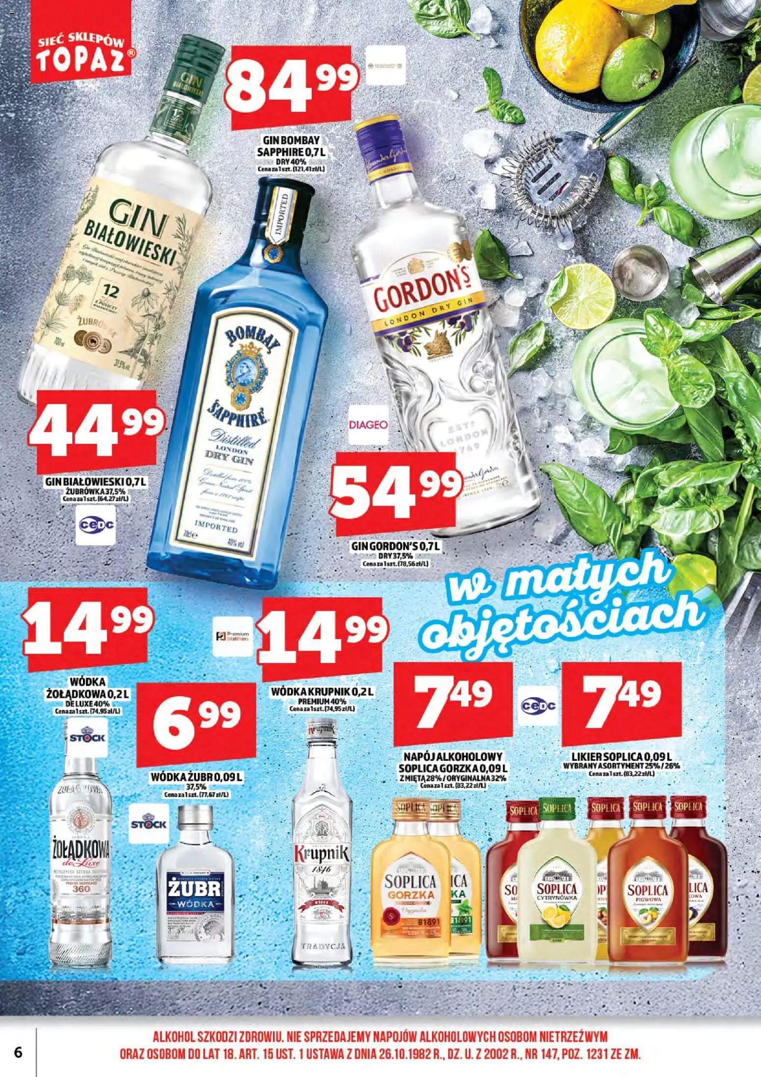 Topaz Gazetka alkoholowa od 16.02.2026 | Strona: 8 | Produkty: Gin Bombay, Gin, Alkohol, Wódka