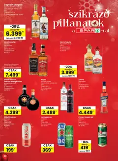 Spar Akciós újság - amely érvényes a következő dátumtól: 18.12.2025 | Oldal: 22 | Termékek: Aperol, Tequila, Captain morgan, Roštilj meso