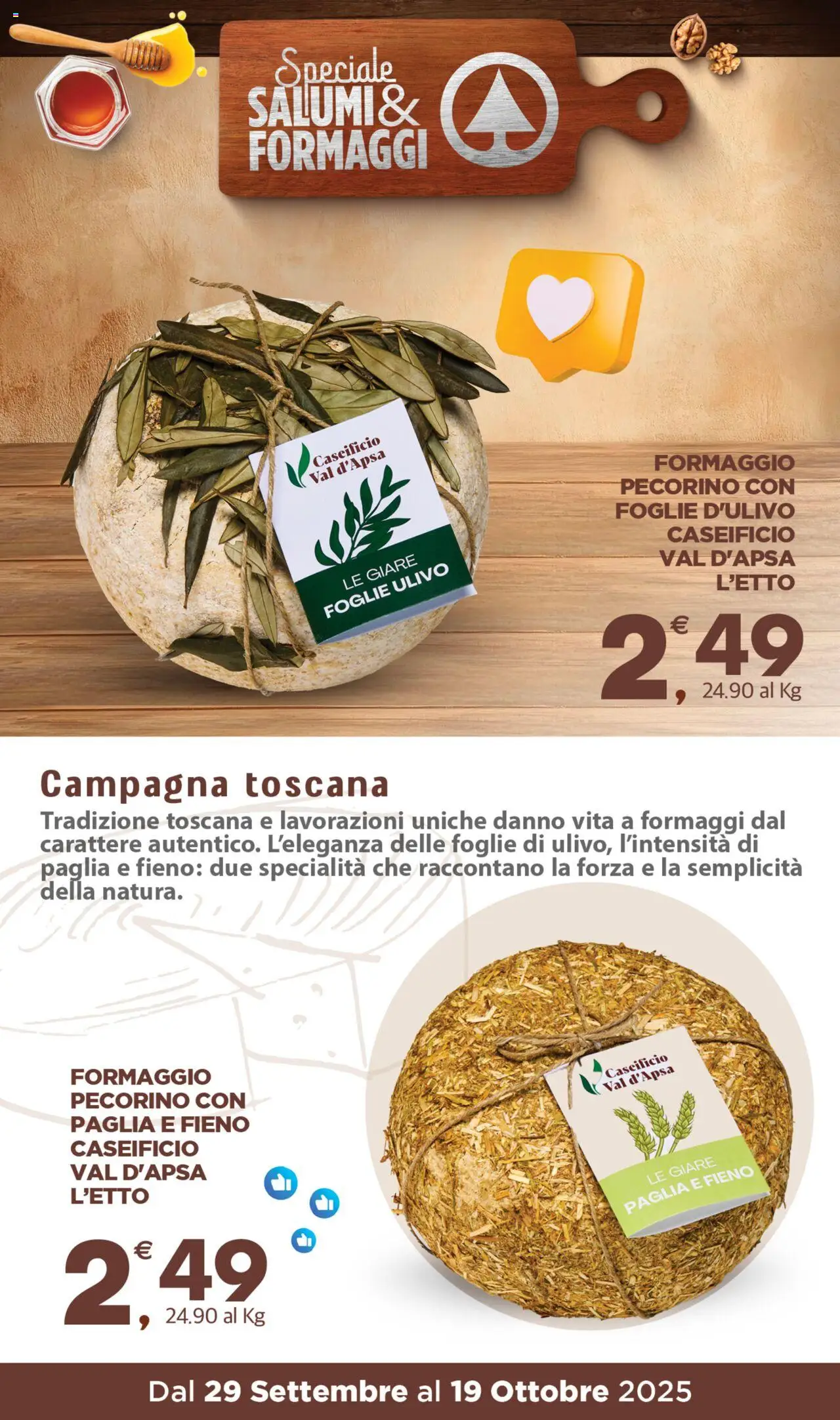 Volantino Eurospar del 29.09.2025 | Pagina: 6 | Prodotti: Formaggio, Pecorino