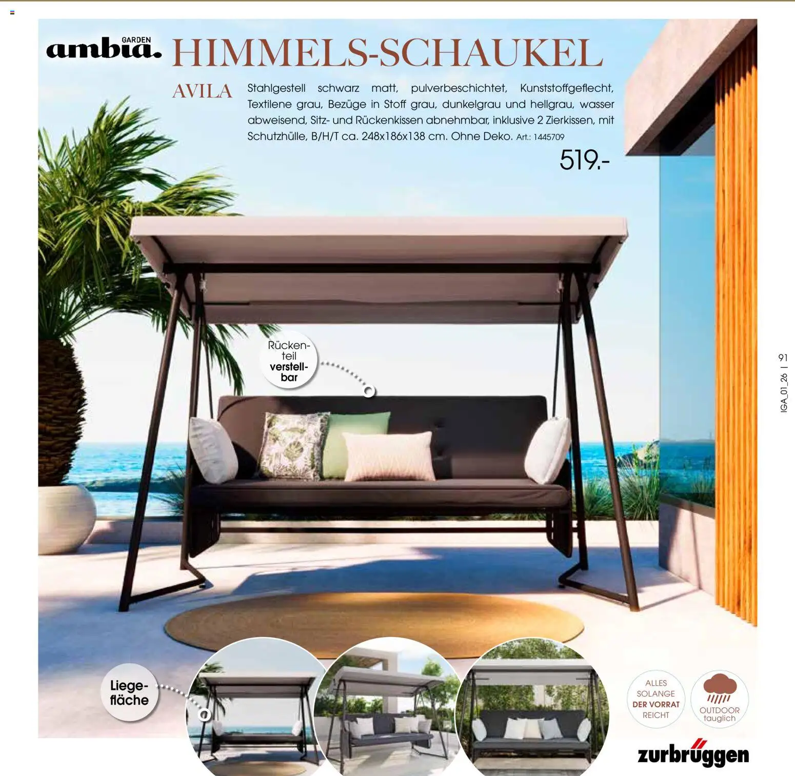 Zurbrüggen Sommer 2026 – gültig ab 19.03.2026 | Seite: 91 | Produkte: Liege, Wasser