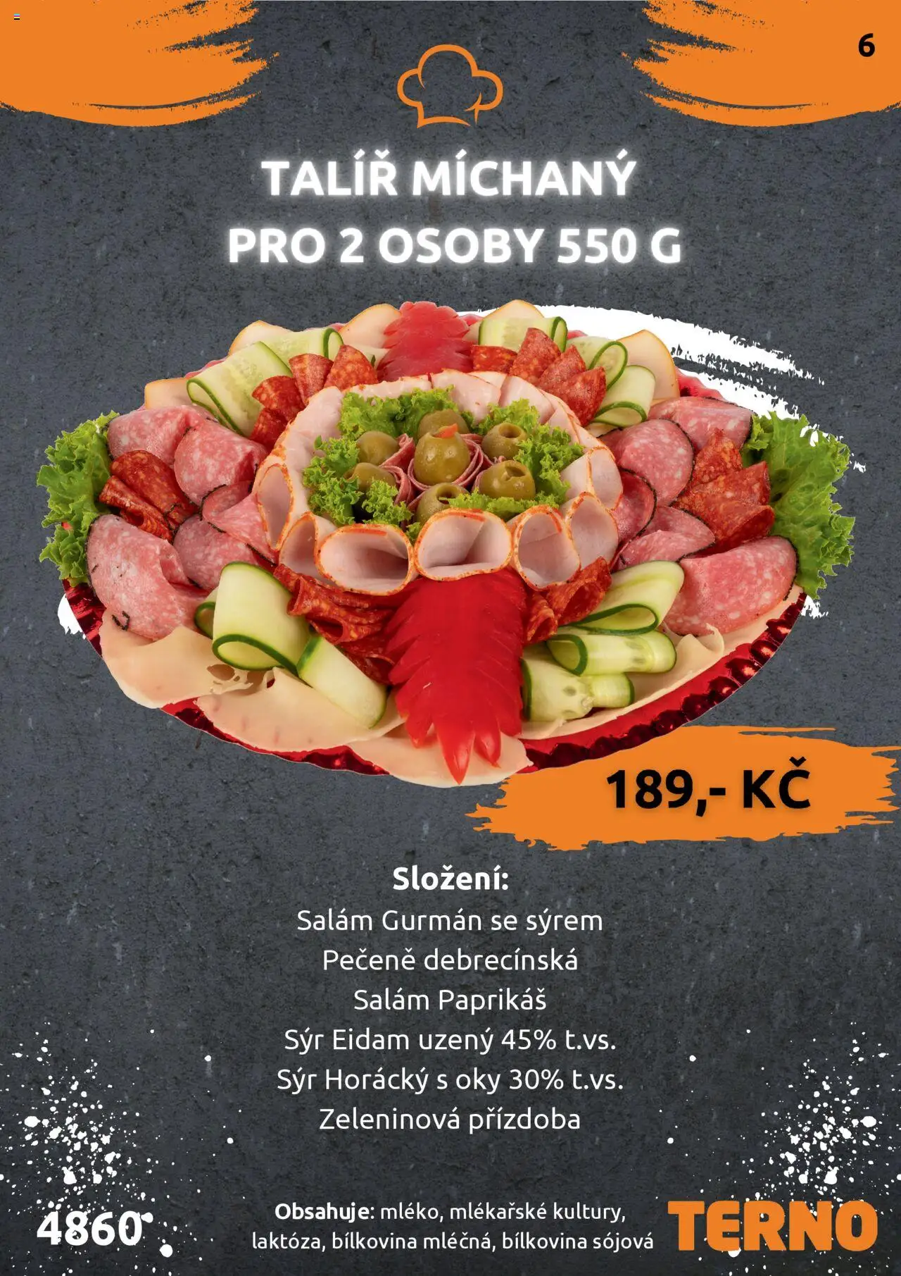 Terno leták - Grill Zlín – Studená kuchyně od 03.07.2025 | Strana: 7 | Produkty: Sýr, Salám, Eidam, Talíř