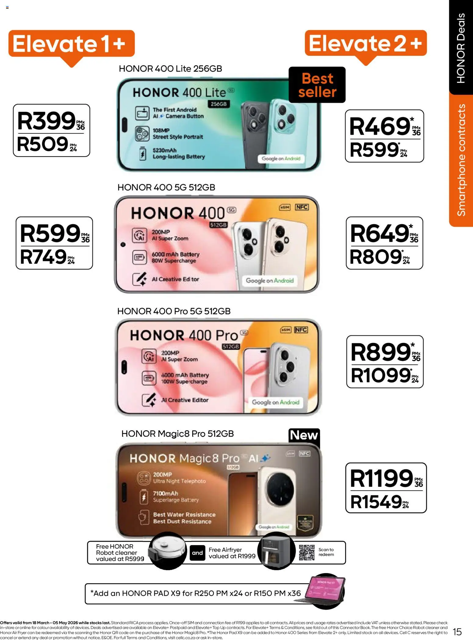 New Cell C catalogue – valid from 18.03.2026 | Page: 17 | Products: Sim, Smartphone, Connector, Fryer