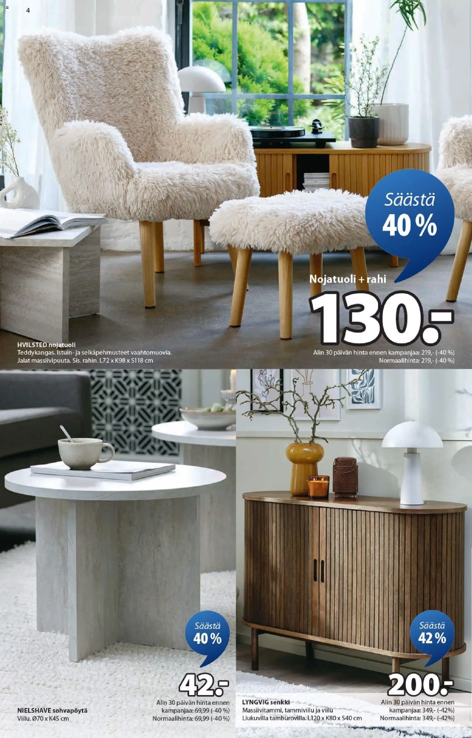 JYSK - Tarjoukset – voimassa 05.03.2026 alkaen | Sivu: 4 | Tuotteet: Rahi, Nojatuoli, Senkki, Sohvapöytä