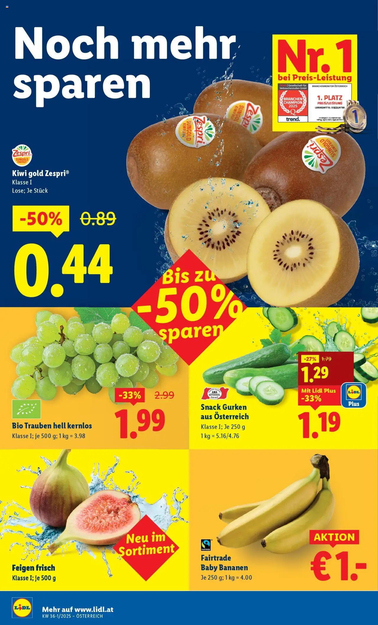 Lidl Flugblatt - Eisenstadt, Ebenfurth, Mattersburg gültig ab 28.08.2025 | Seite: 34 | Produkte: Kiwi, Gurken, Bananen