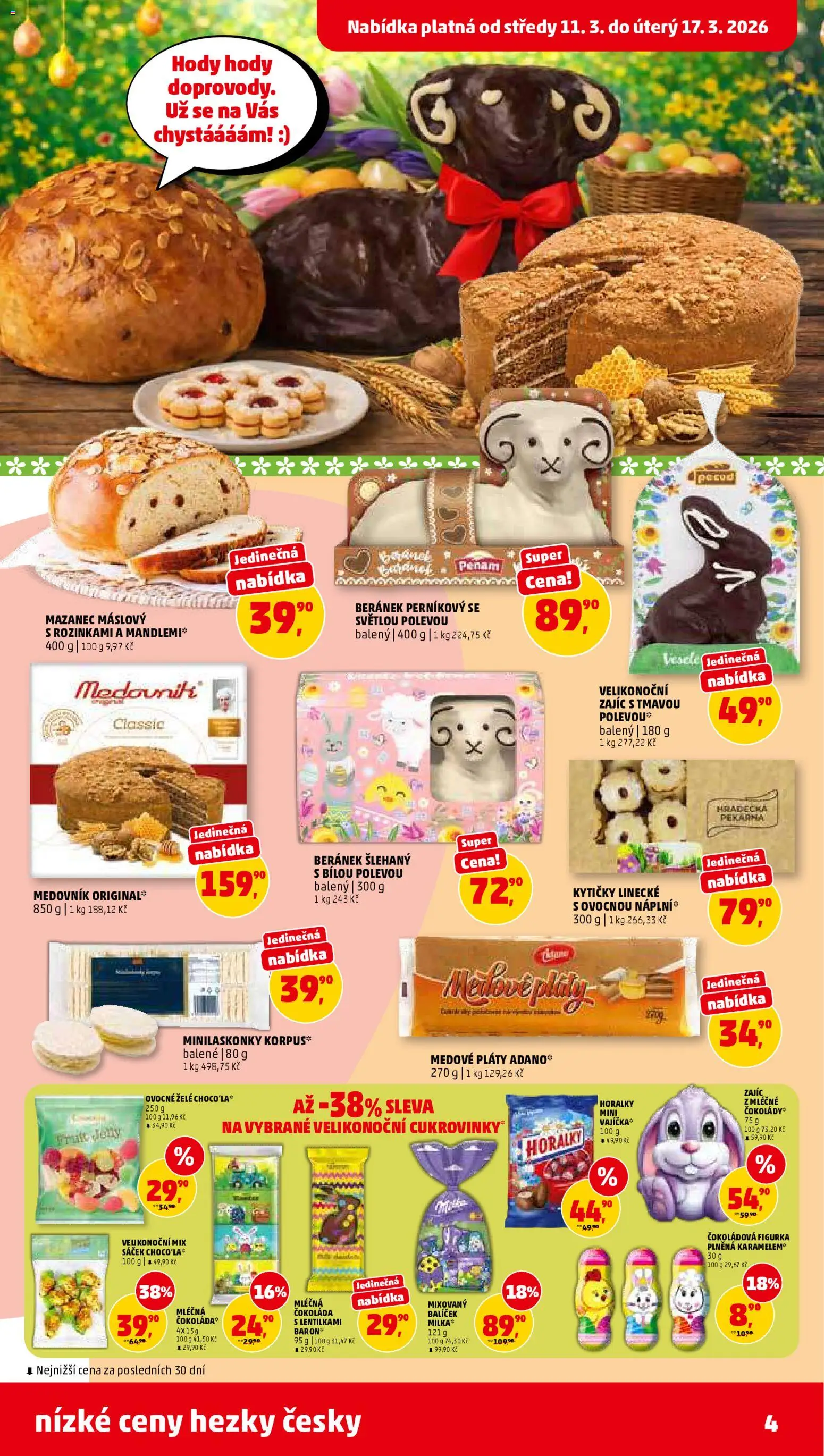 Penny Market leták od 11.03.2026 | Strana: 4 | Produkty: Vajíčka, Horalky, Medové pláty, Sáček