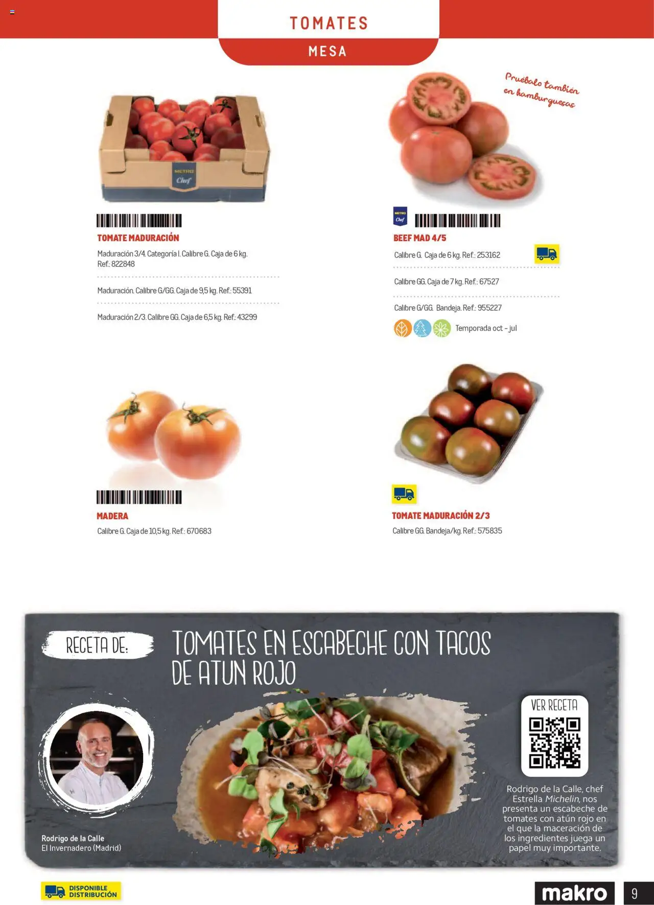 Makro catálogo │ válido desde el 01.01.2025 | Página: 9 | Productos: Tomates, Tacos, Juega, Mesa