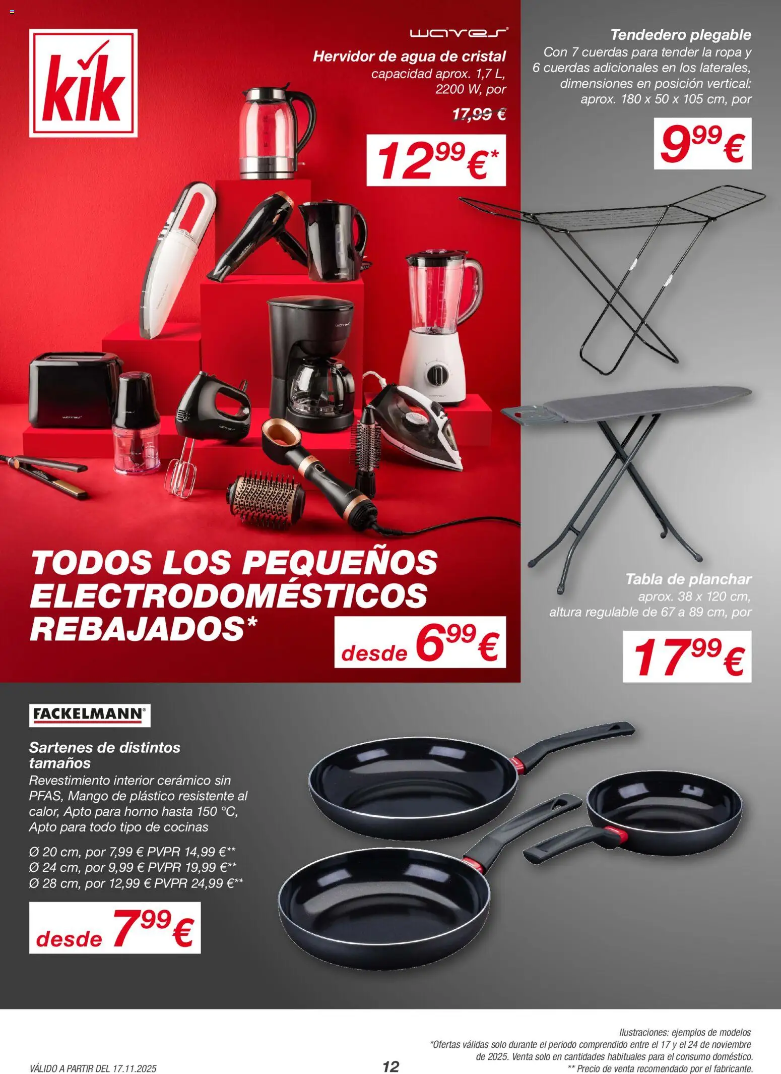 KIK Black Friday │ válido desde el 17.11.2025 | Página: 12 | Productos: Ropa, Tendedero, Tabla de planchar, Horno