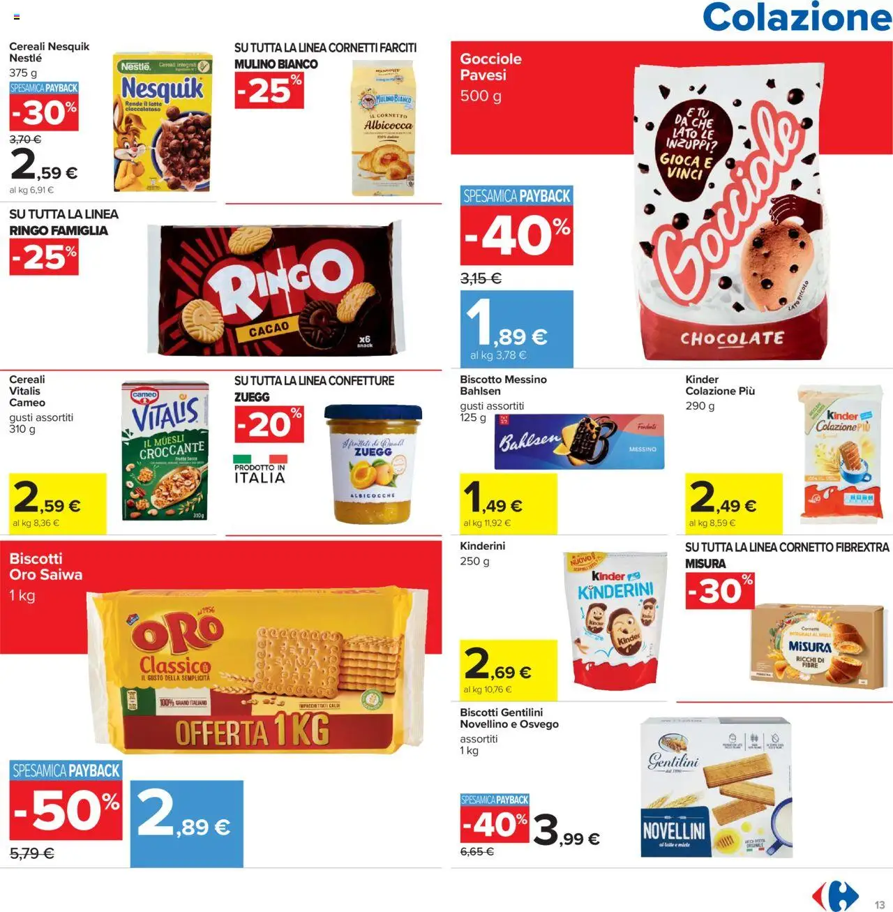 Volantino Carrefour del 23.10.2025 | Pagina: 13 | Prodotti: Cereali, Latte, Cacao, Miele