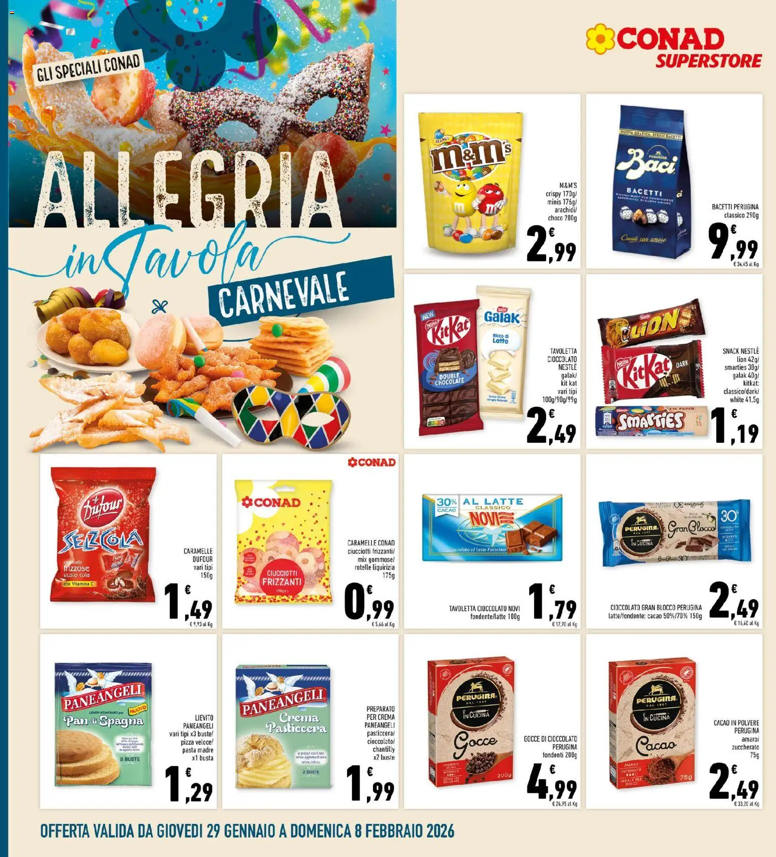 Volantino Conad del 29.01.2026 | Pagina: 16 | Prodotti: Crema, Uova, Caramelle, Cacao