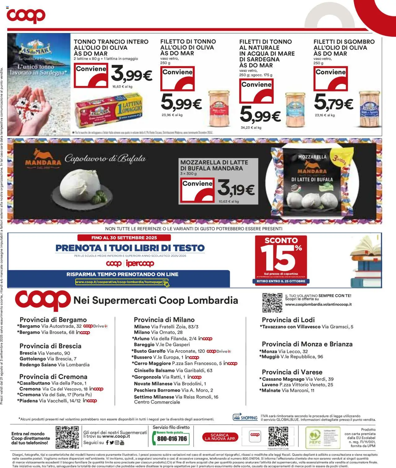 Volantino COOP del 21.08.2025 | Pagina: 20 | Prodotti: Tè, Data, Tonno, Sgombro