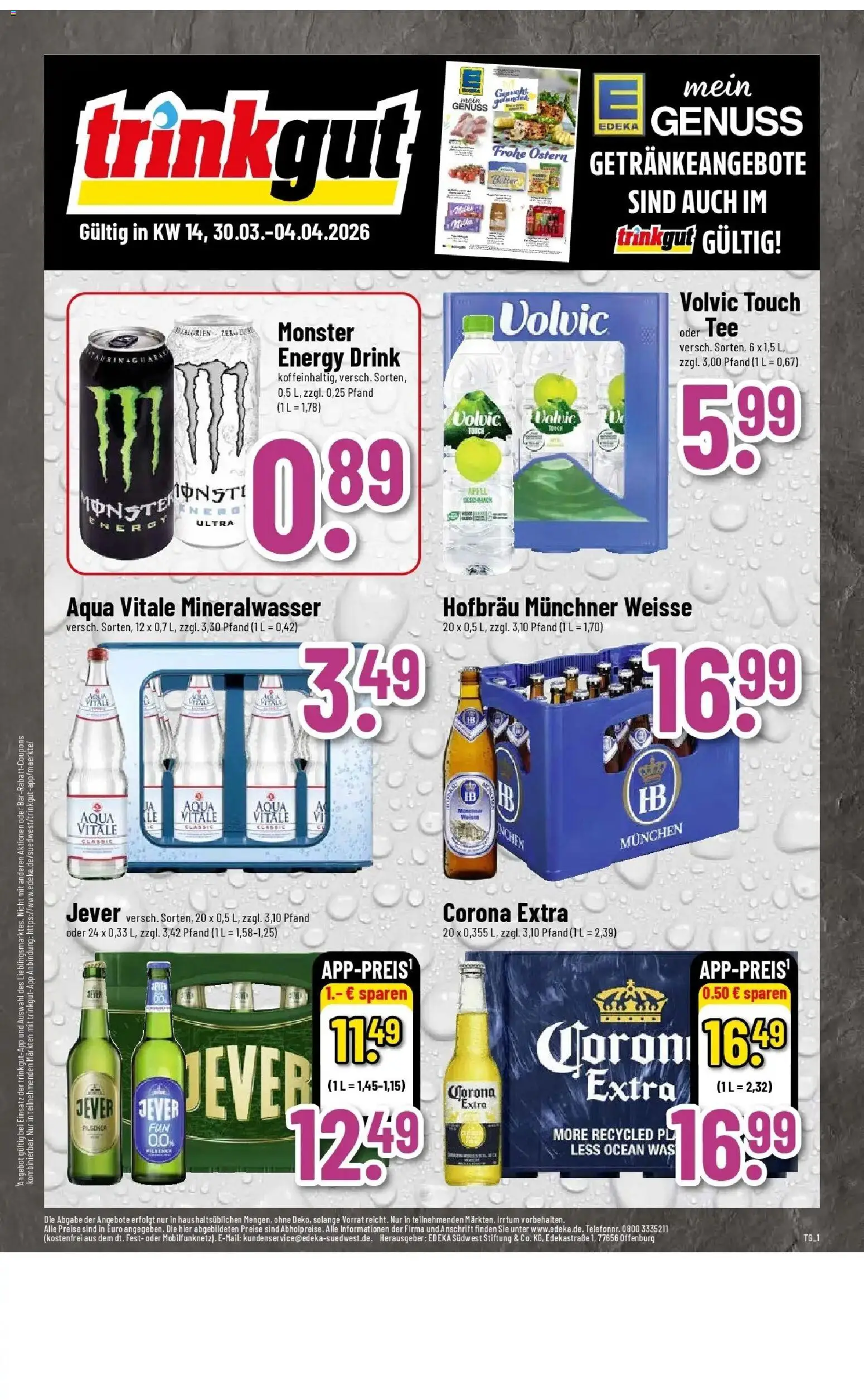 E center Prospekt Köngen	 – gültig ab 29.03.2026 | Seite: 68 | Produkte: Äpfel, Mineralwasser, Monster, Jever