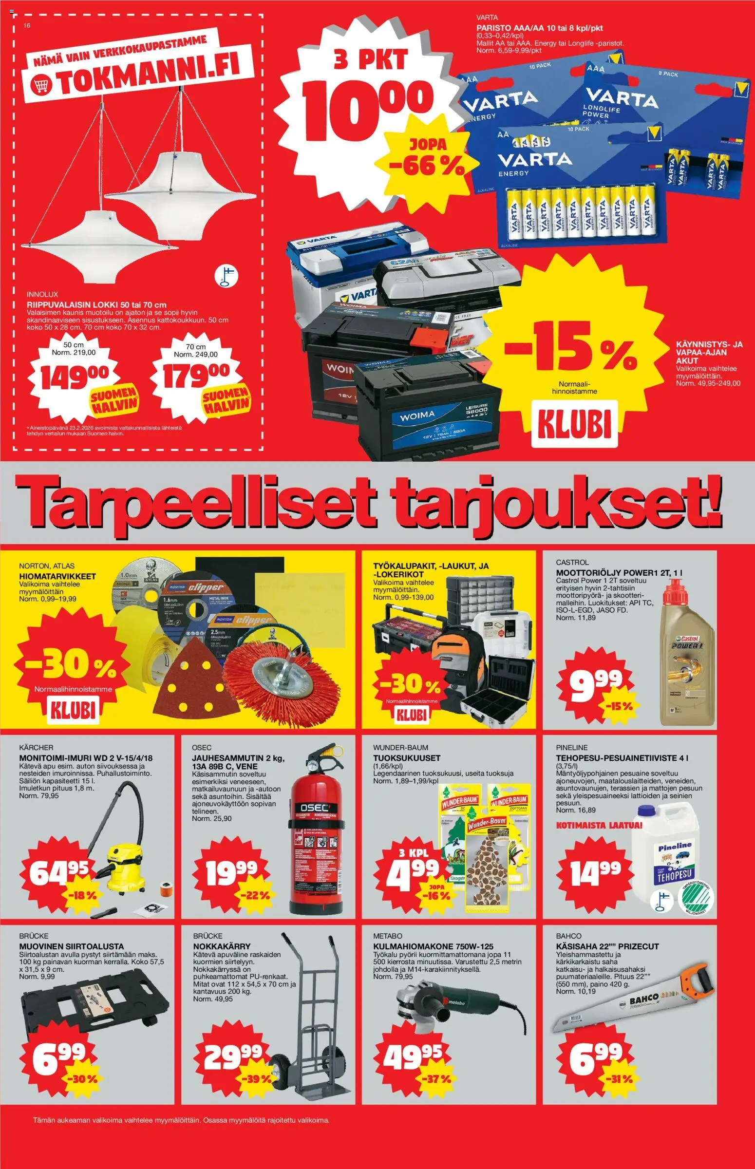 Tokmanni tarjoukset – voimassa 09.03.2026 alkaen | Sivu: 16 | Tuotteet: Vene, Moottoriöljy, Wunderbaum, Pesuaine