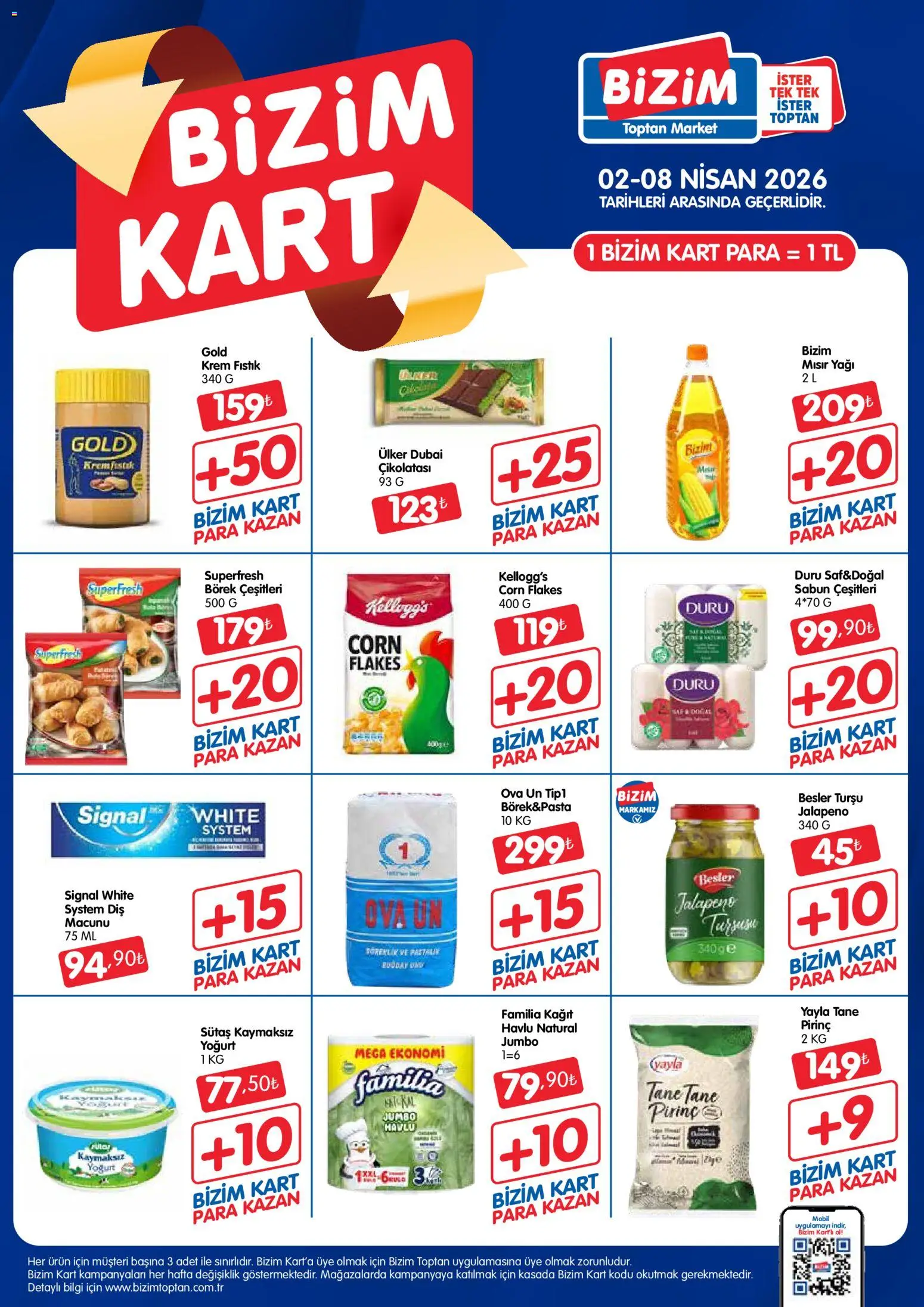 Bizim Toptan - Bizim Kart Katalogu - 02.04.2026 tarihinden itibaren geçerlidir | Sayfa: 1 | Ürünler: Krem, Sabun, Yoğurt, Kağıt havlu