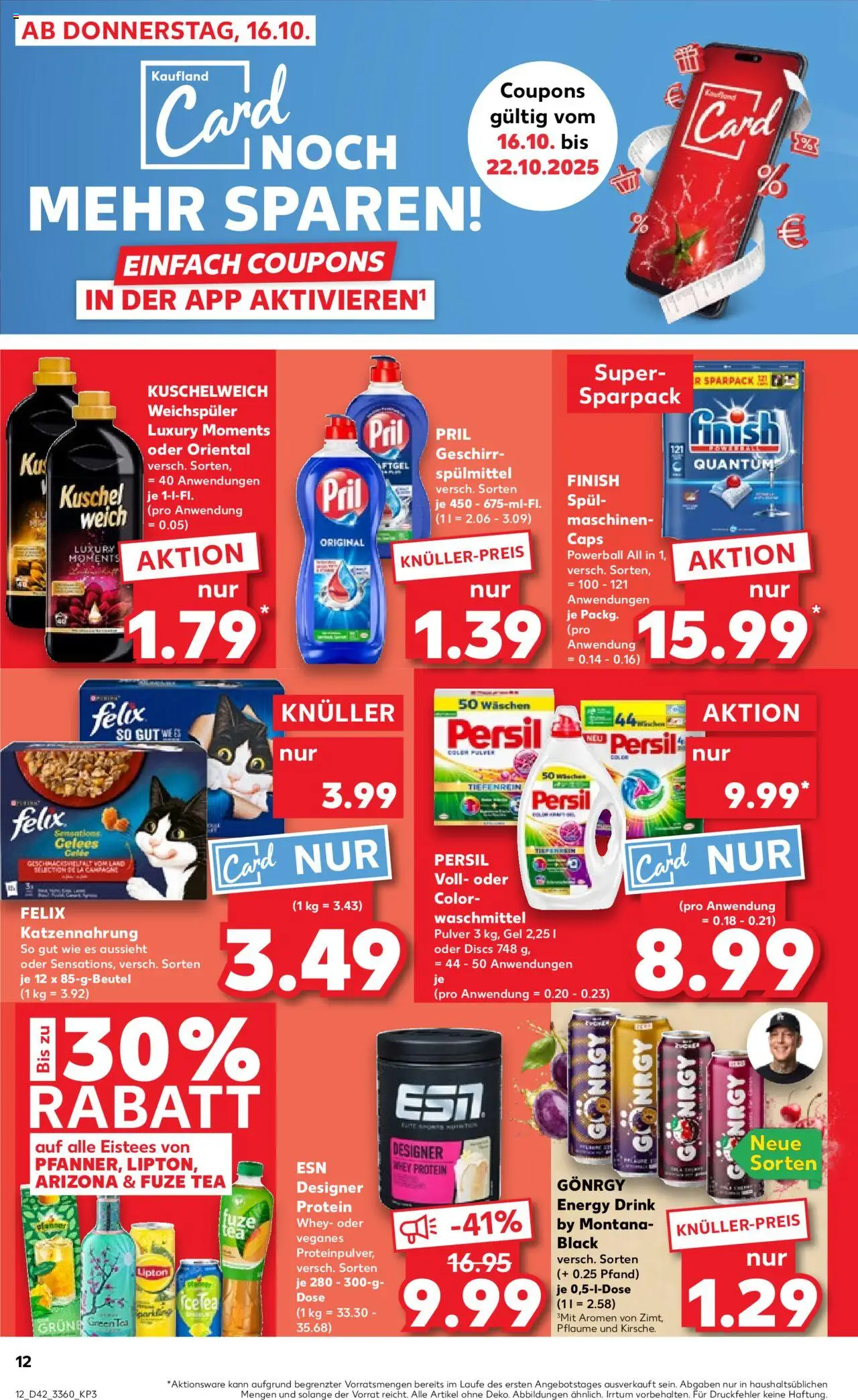 Kaufland prospekt Frankfurt (Oder)	 – gültig ab 16.10.2025 | Seite: 12 | Produkte: Energy, Finish, Pril, Persil