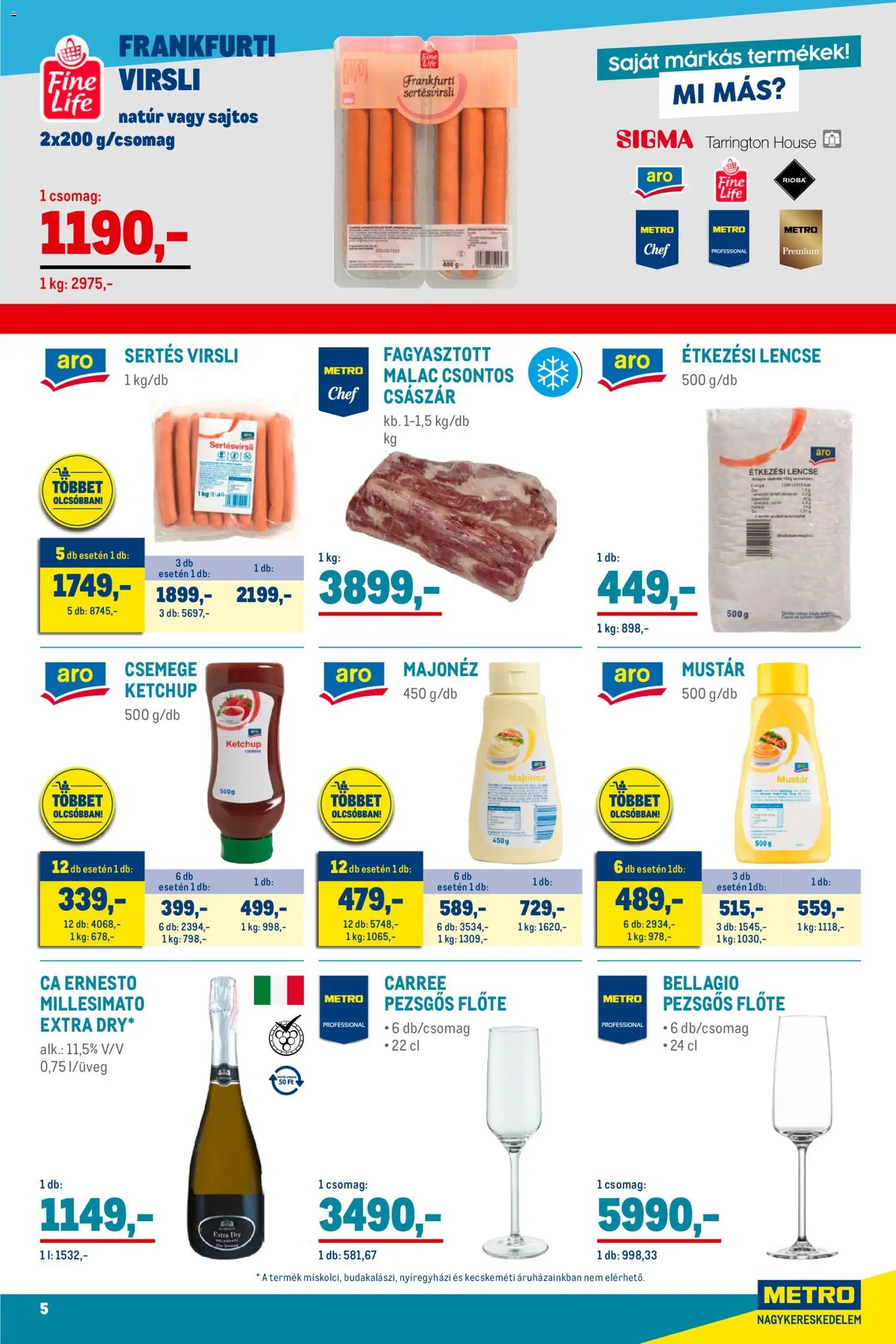 Metro akciós ujság - amely érvényes a következő dátumtól: 01.12.2025 | Oldal: 5 | Termékek: Virsli, Frankfurti virsli, Lencse, Ketchup