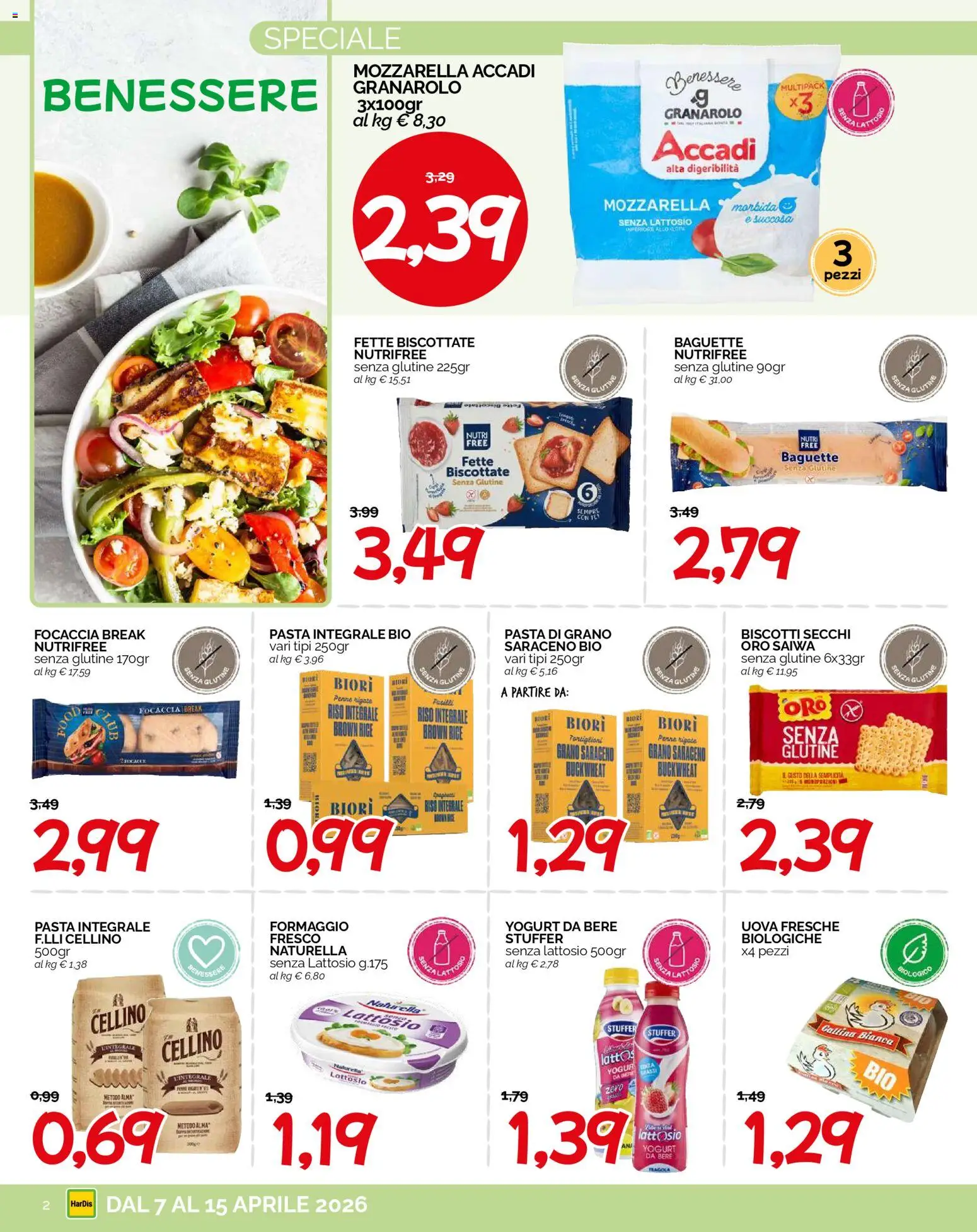 Volantino HarDis del 07.04.2026 | Pagina: 2 | Prodotti: Biscotti, Pasta, Fette biscottate, Penne