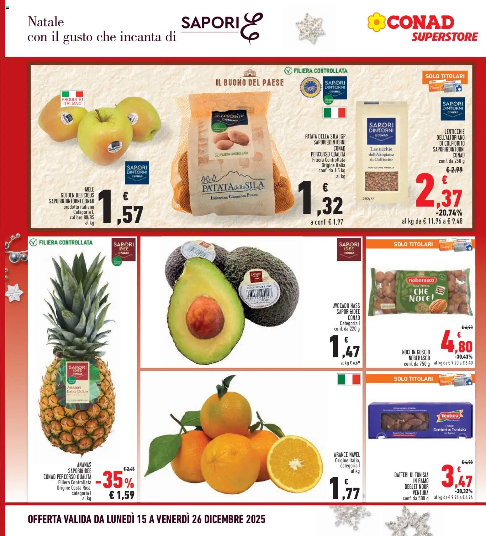 Volantino Conad del 15.12.2025 | Pagina: 8 | Prodotti: Mele, Avocado, Noci, Ananas