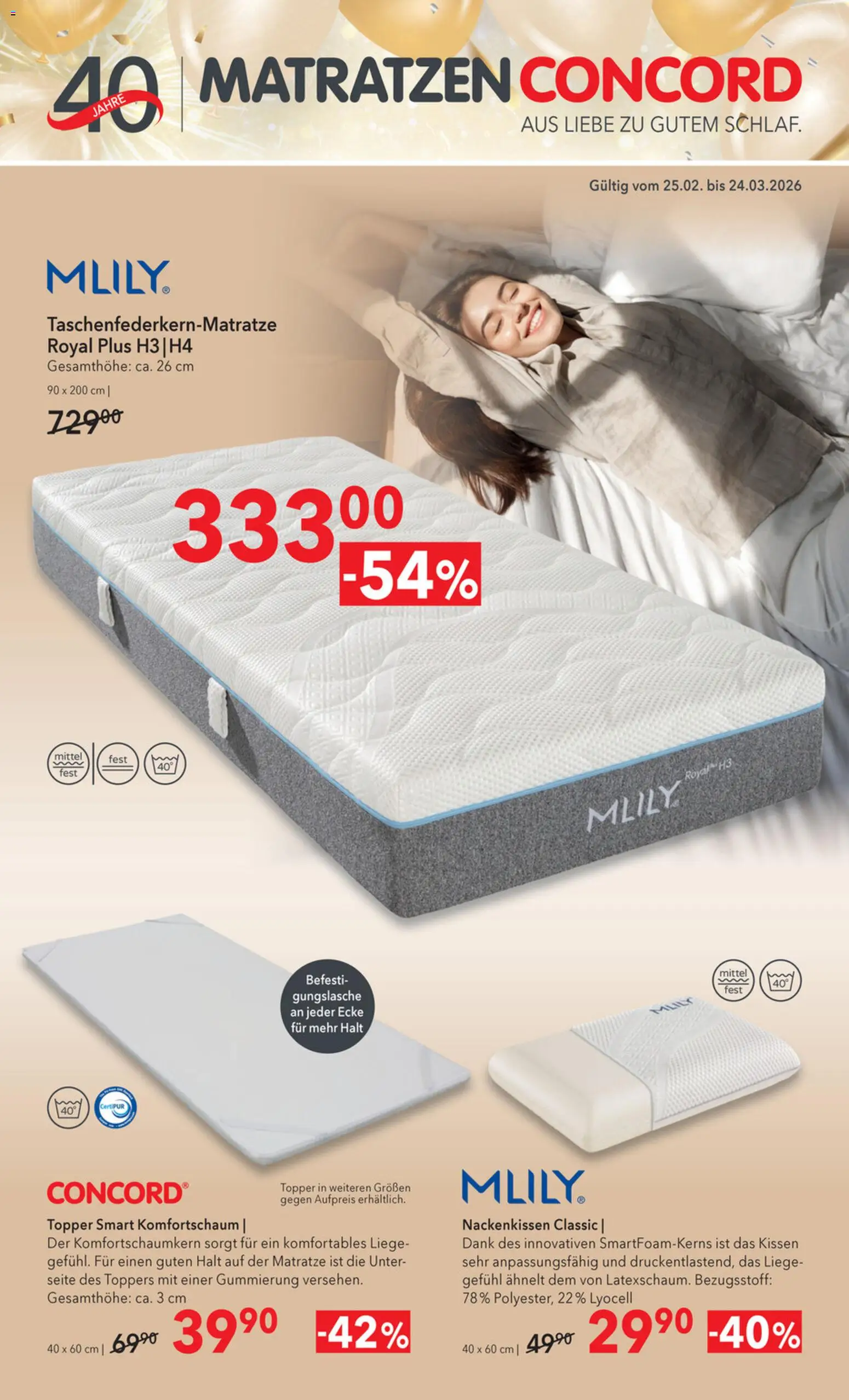 Matratzen Concord Flugblatt gültig ab 25.02.2026 | Seite: 1 | Produkte: Matratze, Kissen