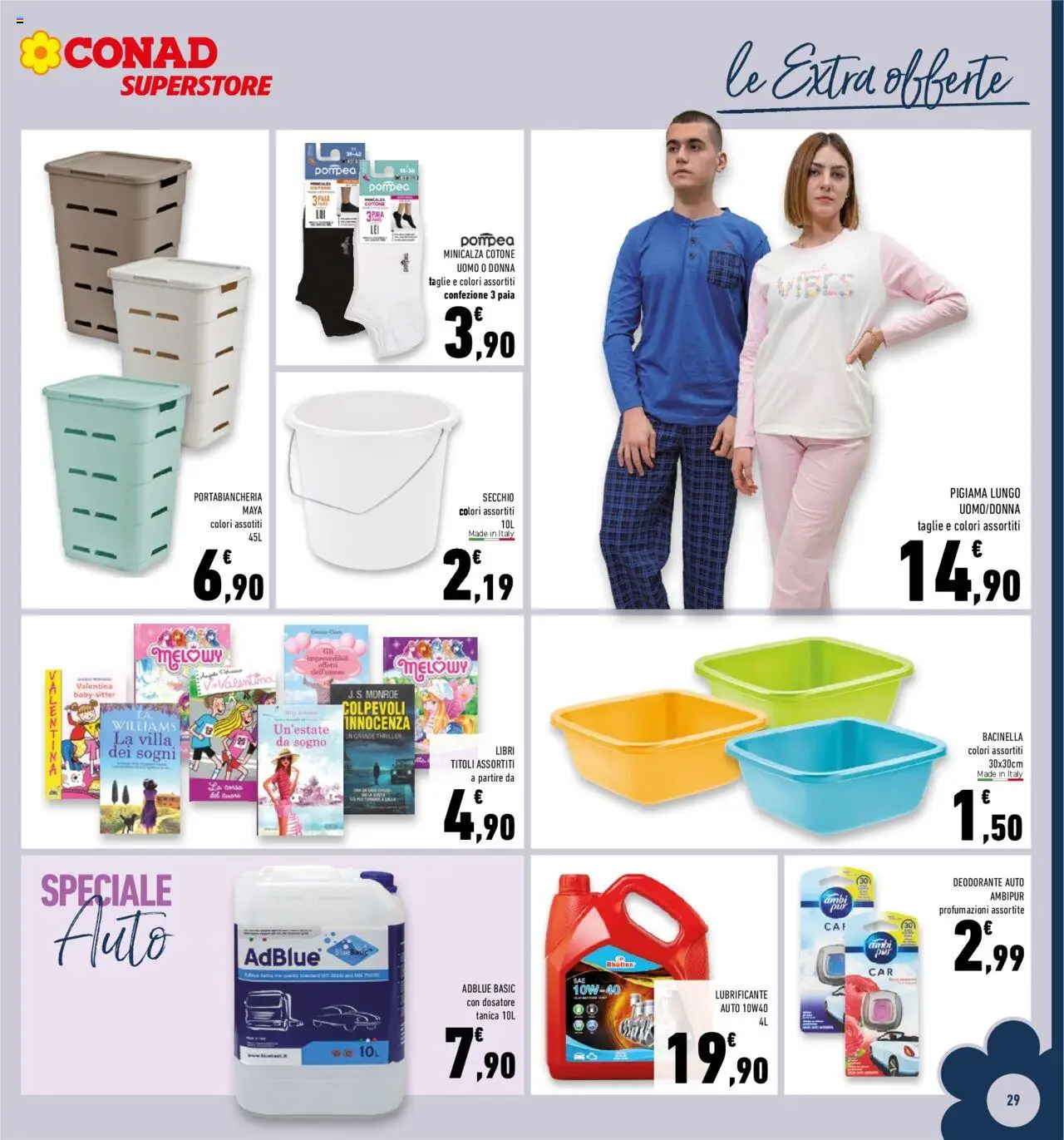 Volantino Conad del 27.08.2025 | Pagina: 29 | Prodotti: Deodorante auto, Lubrificante, Pigiama, Portabiancheria
