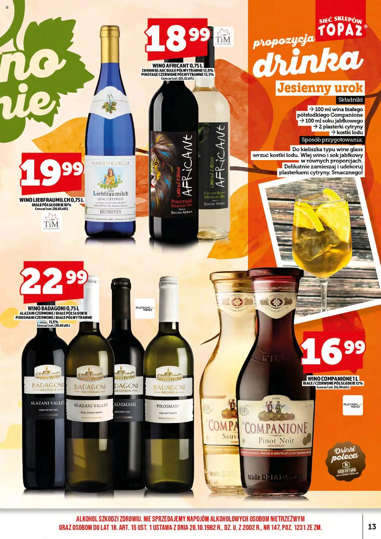 Topaz Gazetka alkoholowa od 17.10.2025 | Strona: 15 | Produkty: Cytryny, Sok, Wino, Alkohol